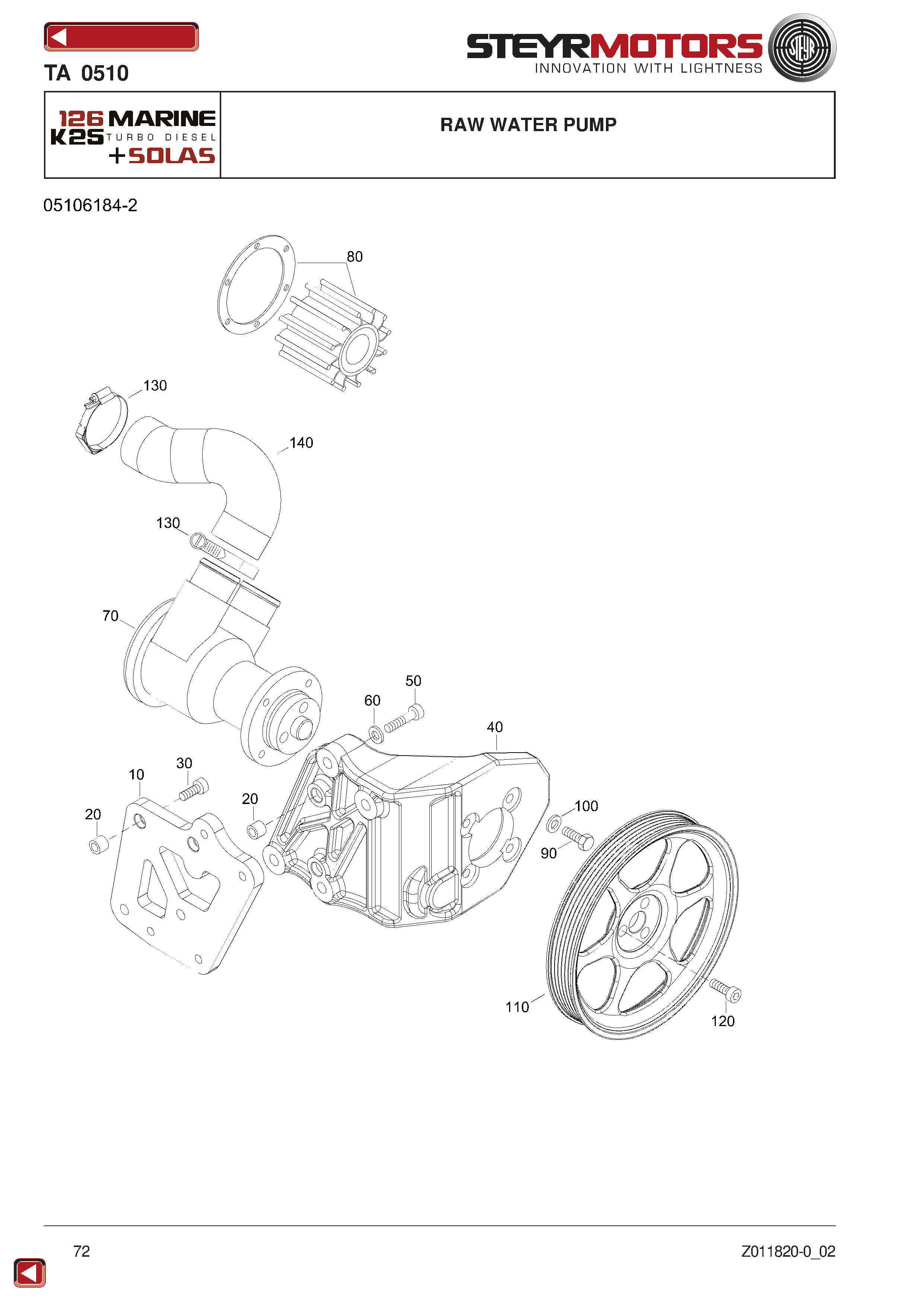 Raw Water Pump exploded view