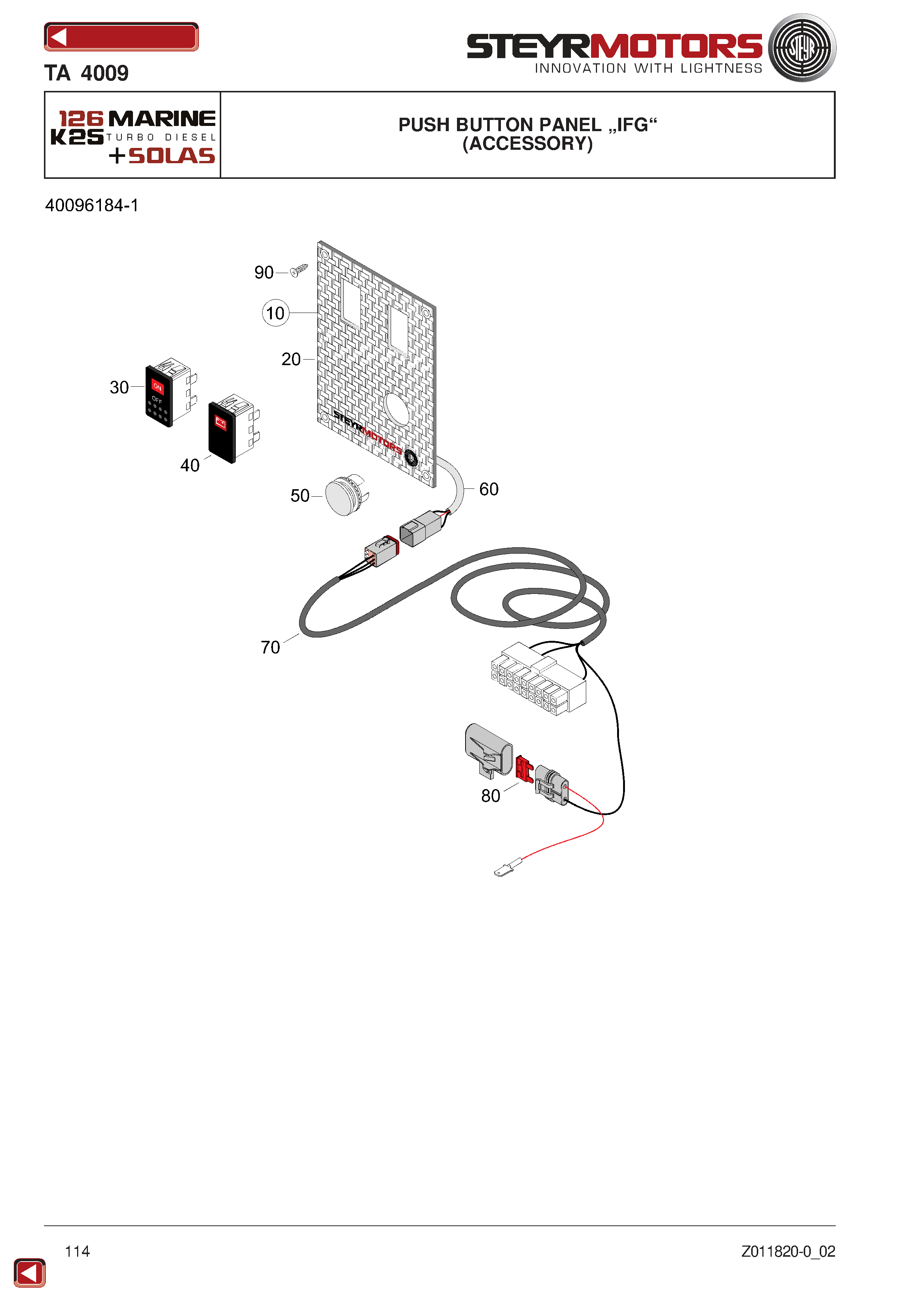 Push Button Panel „IFG“ exploded view