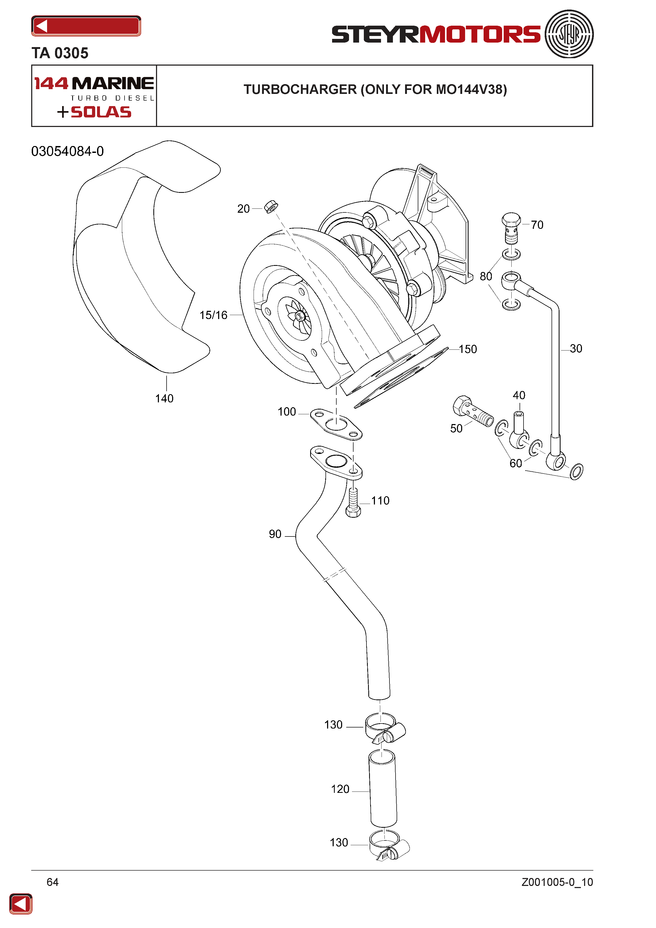 Turbocharger (Only For Mo144V38) exploded view