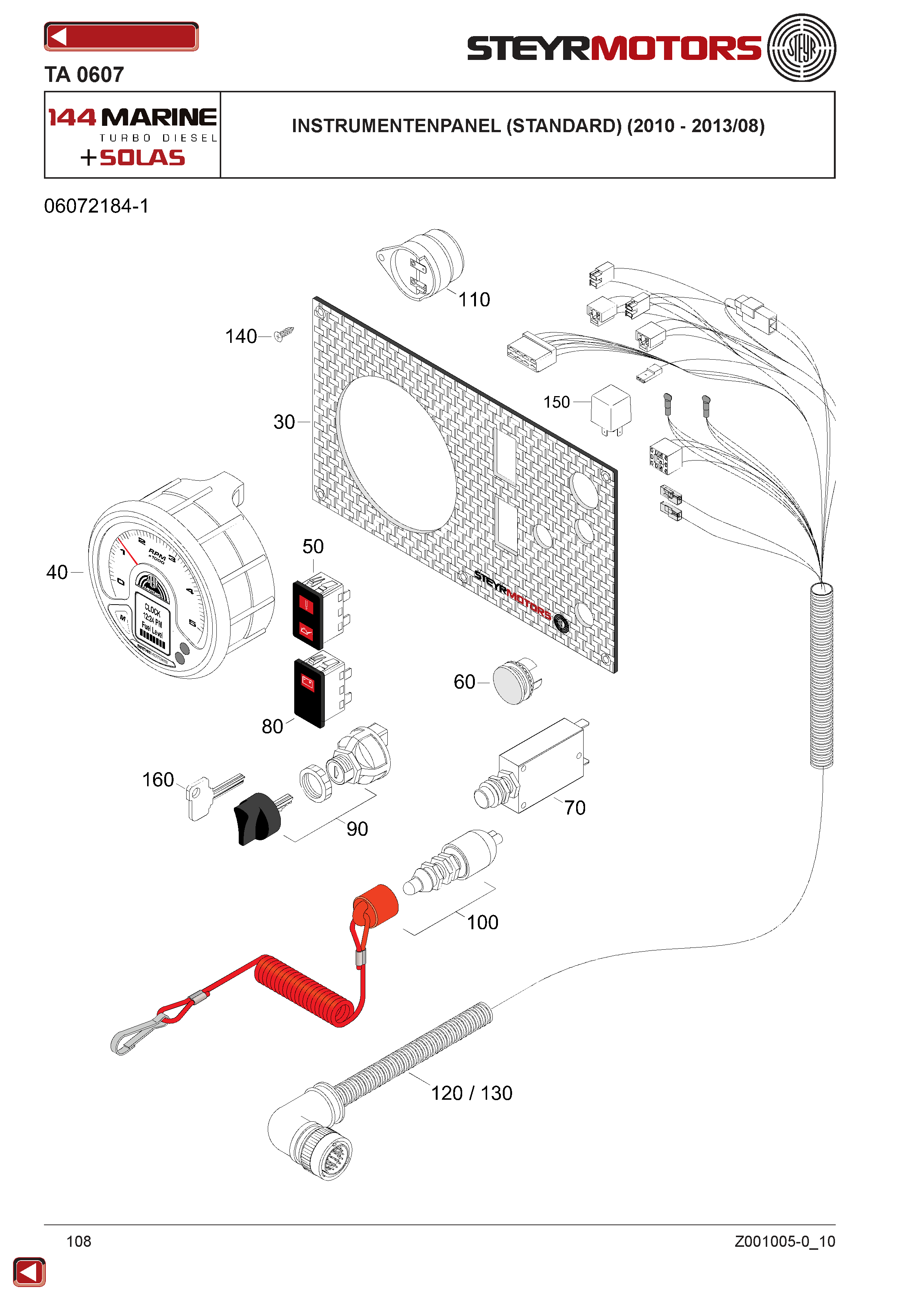 Instrumentenpanel (Standard) (2010 - 2013/08) exploded view