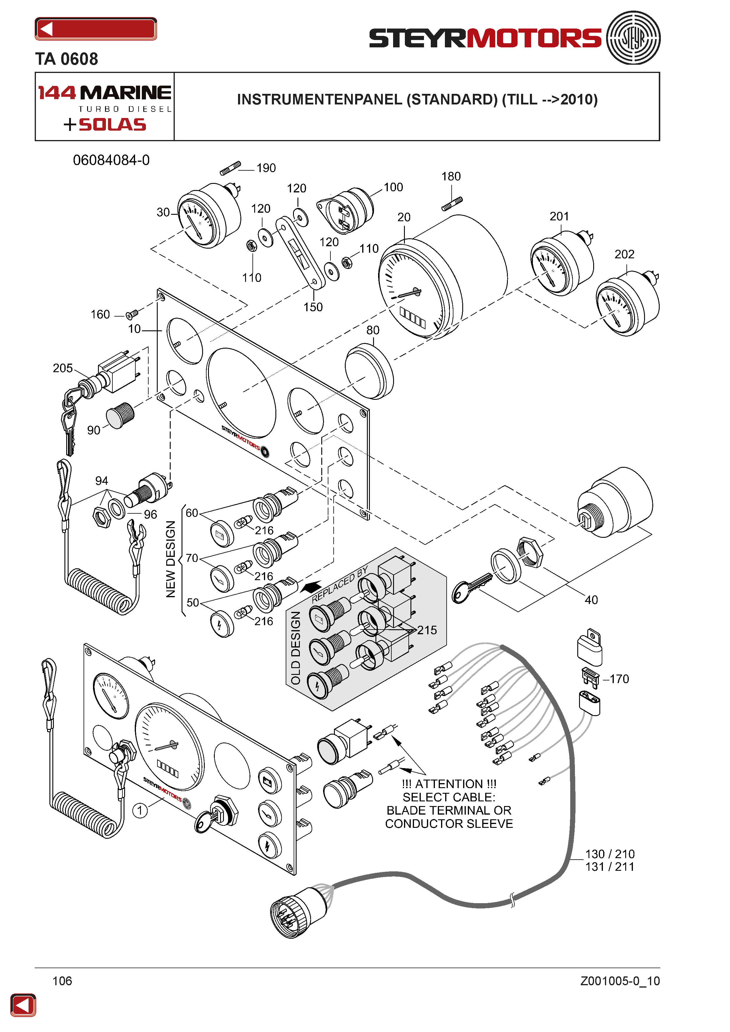Instrumentenpanel (Standard) (Till -->2010) exploded view