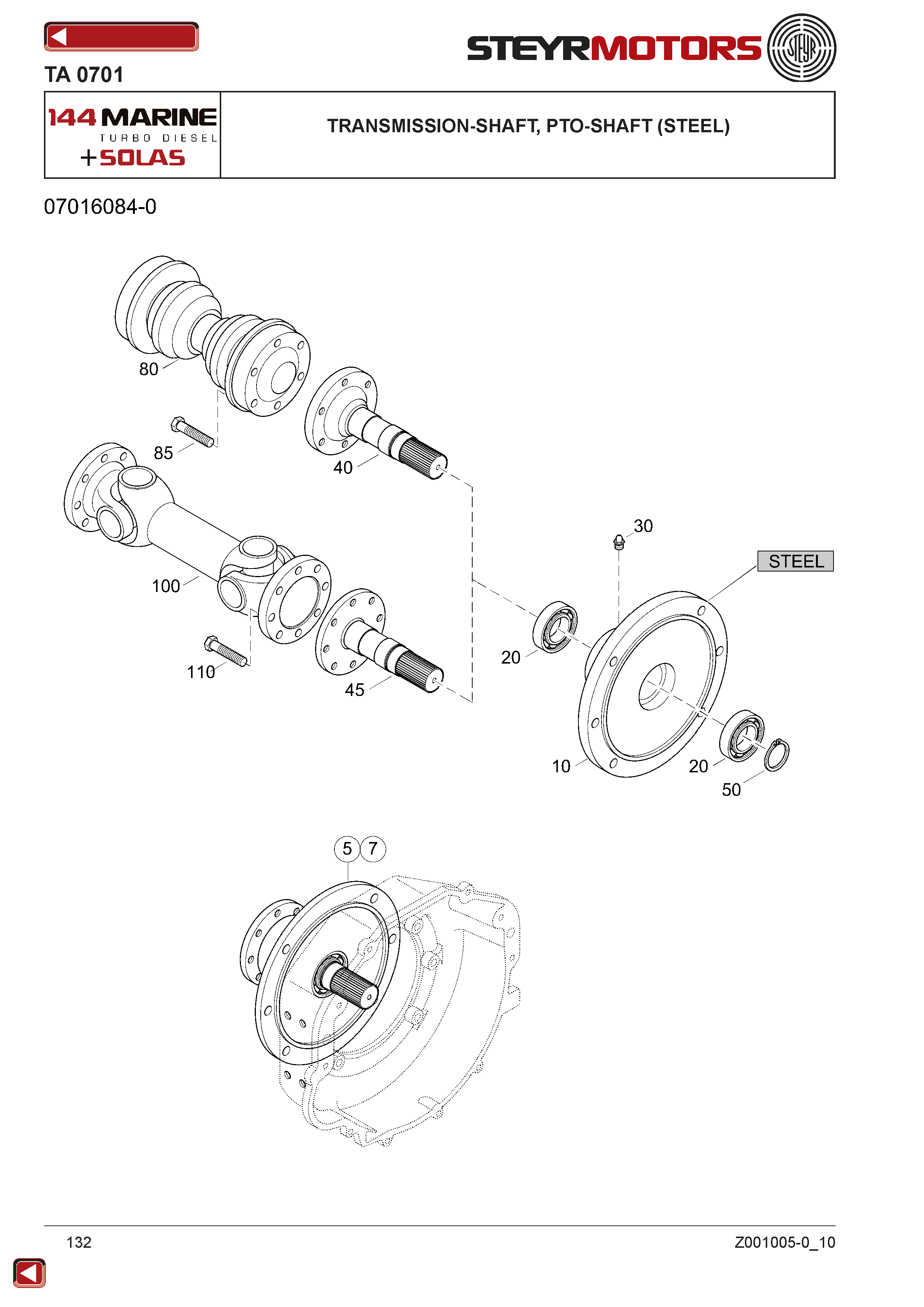 Transmission-Shaft, PTO-Shaft (Steel) exploded view