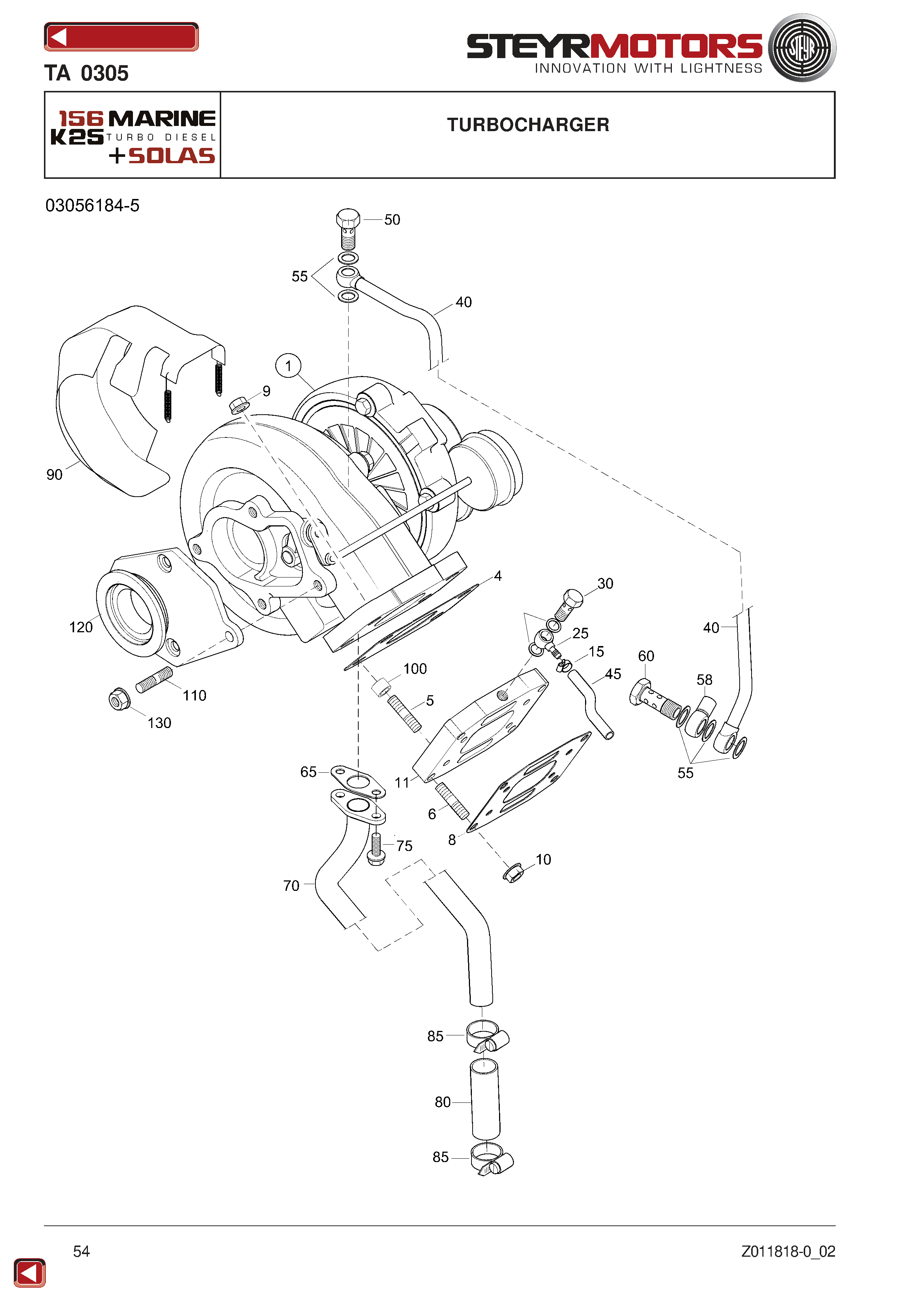 Turbocharger exploded view