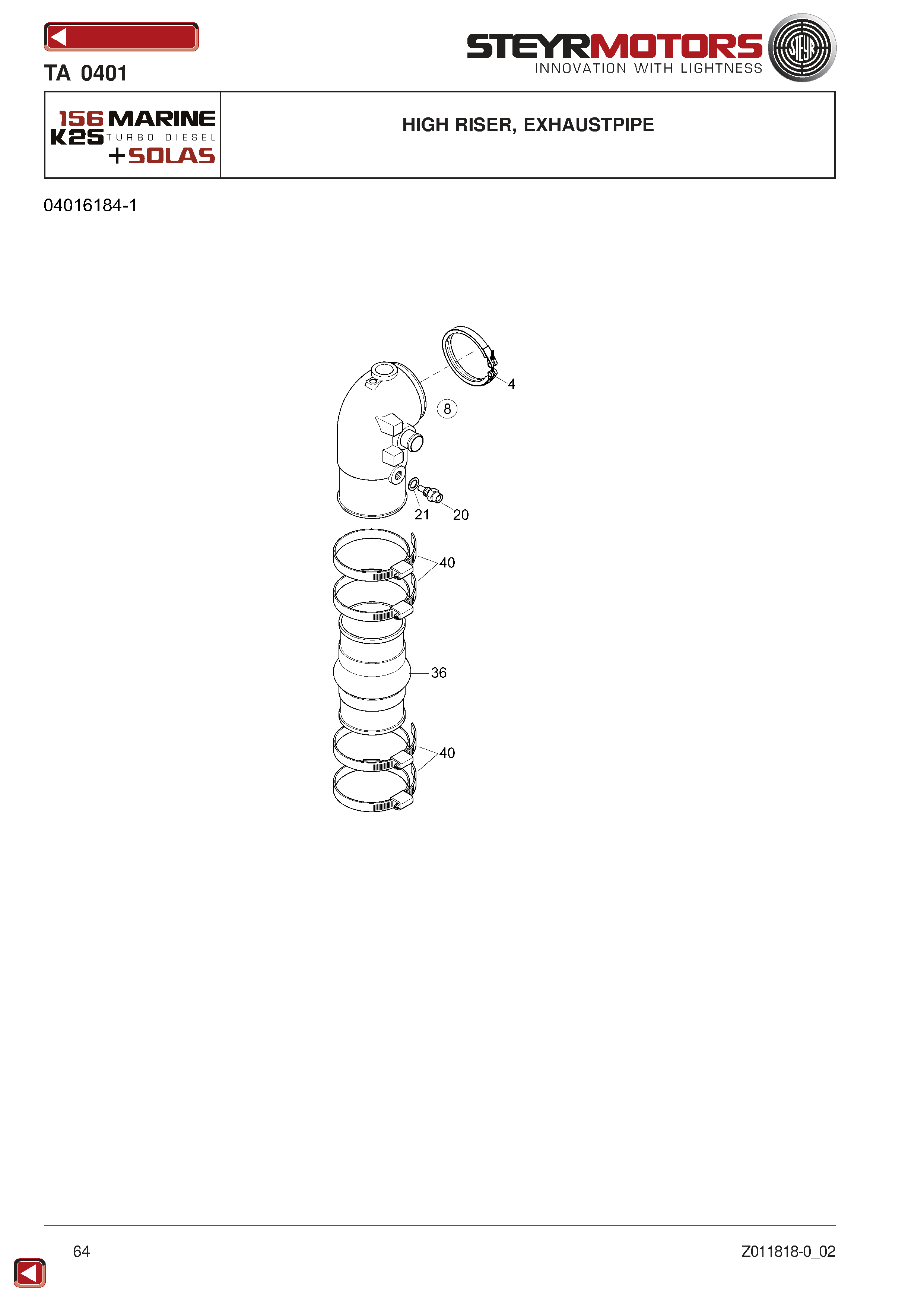High Riser, Exhaustpipe exploded view