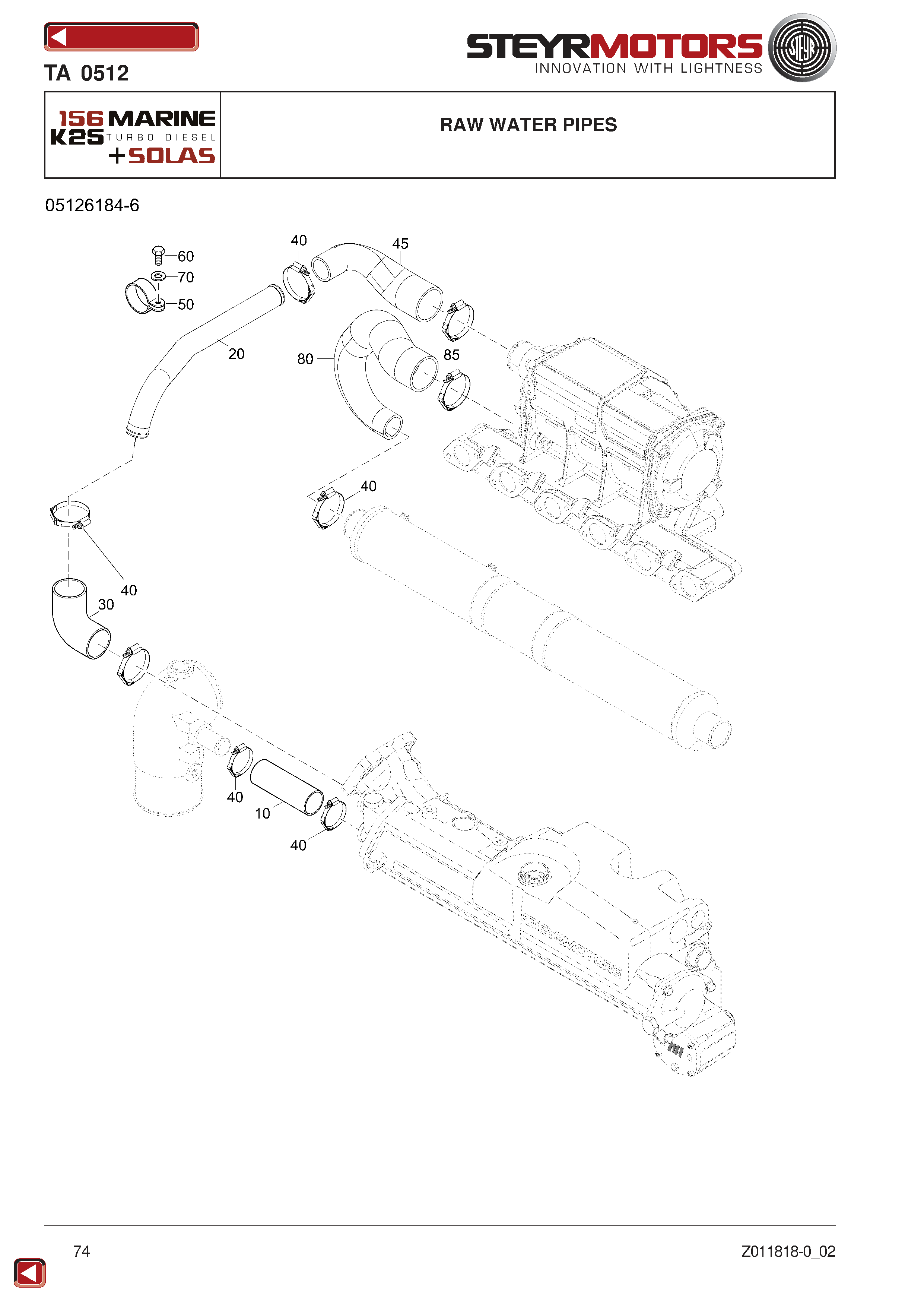 Raw Water Pipes exploded view