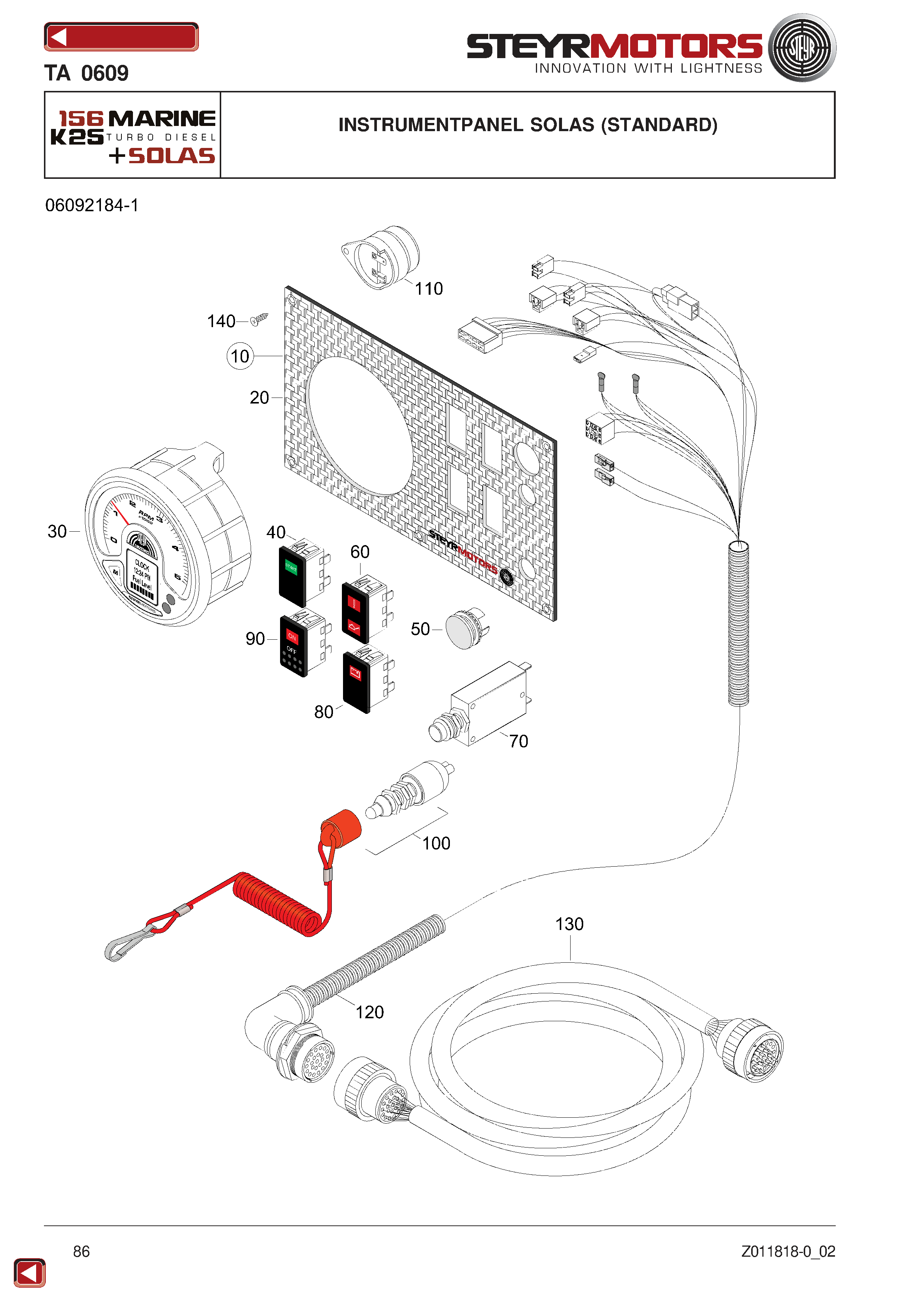 Instrumentpanel Solas (Standard) exploded view