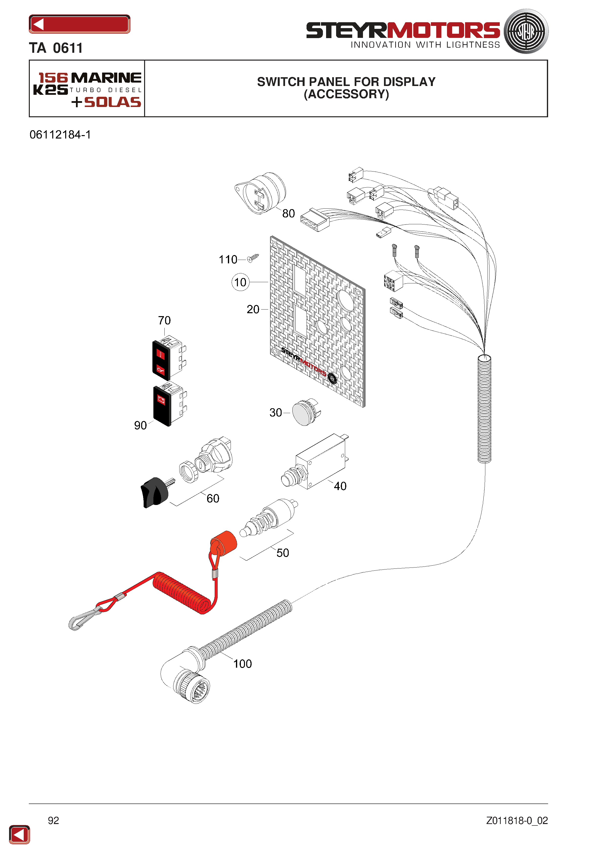 Switch Panel For Display exploded view