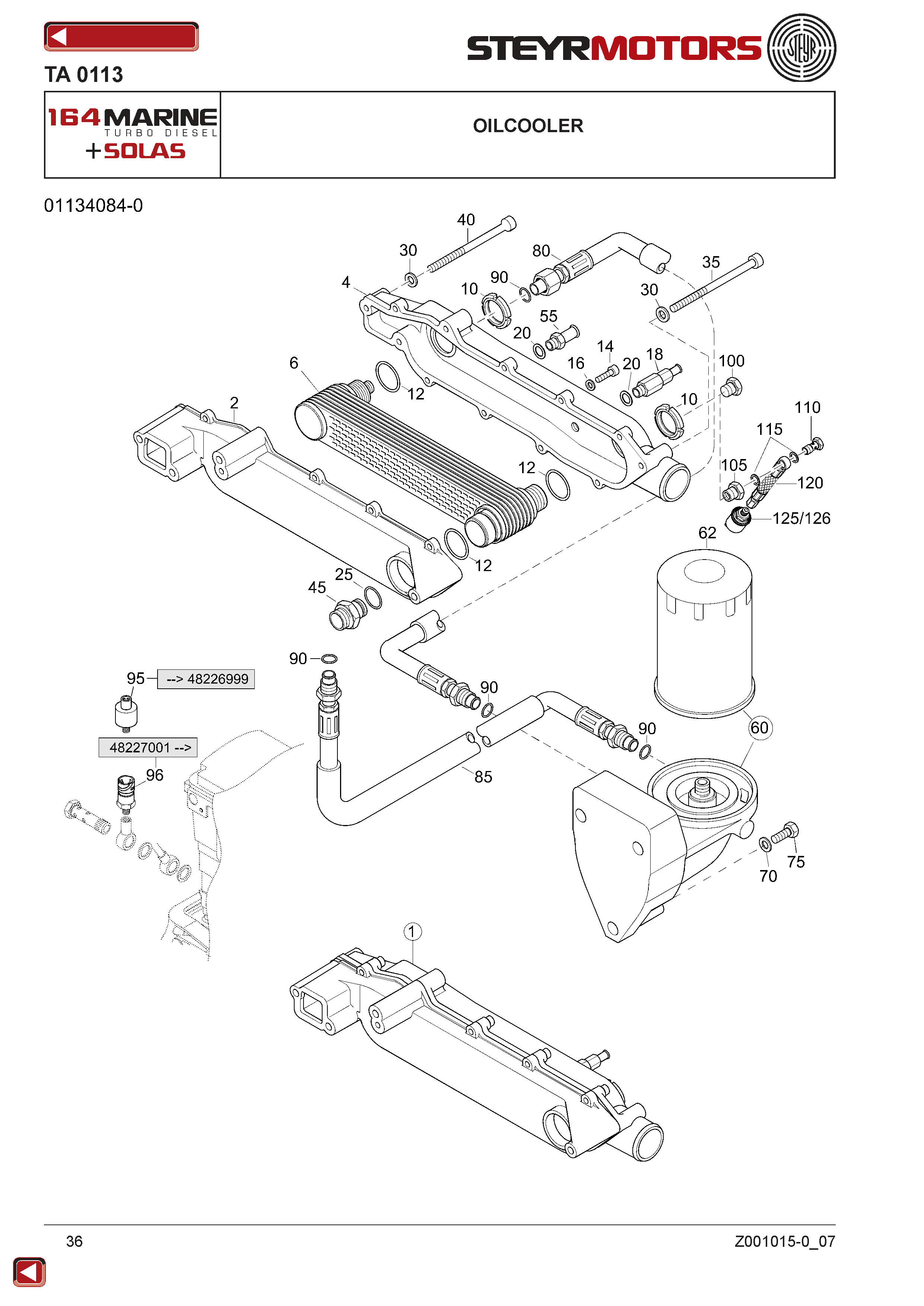 Oilcooler exploded view