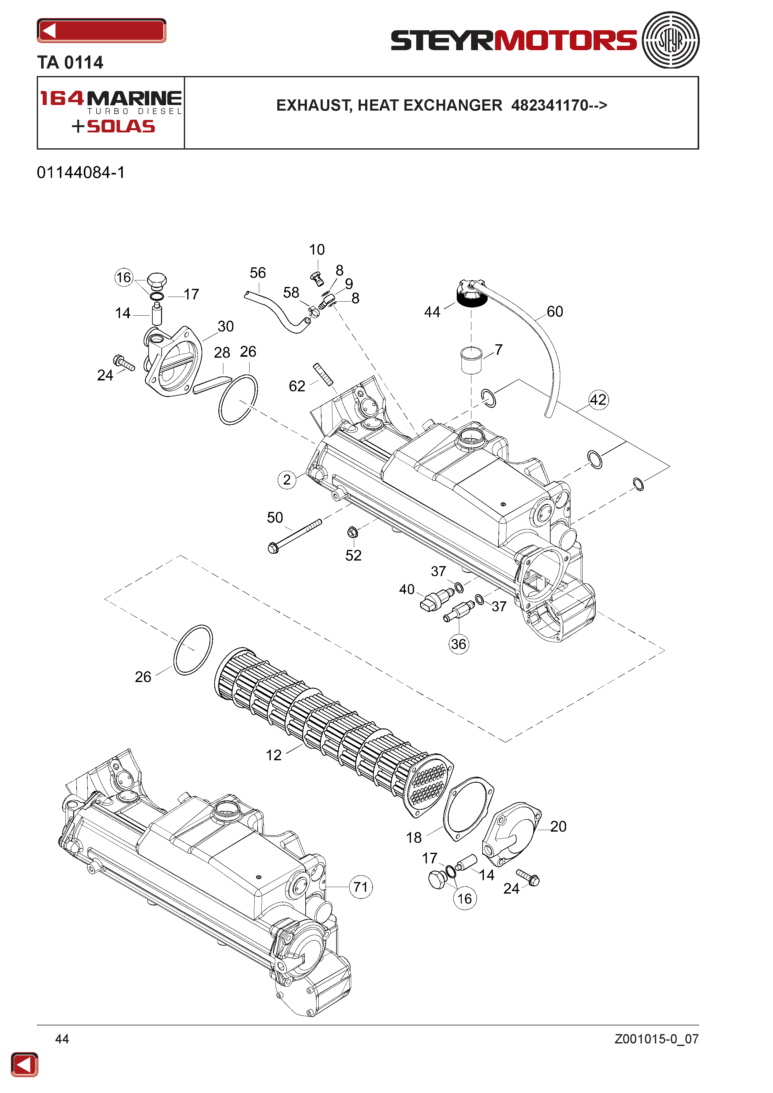 Exhaust, Heat Exchanger 482341170--> exploded view