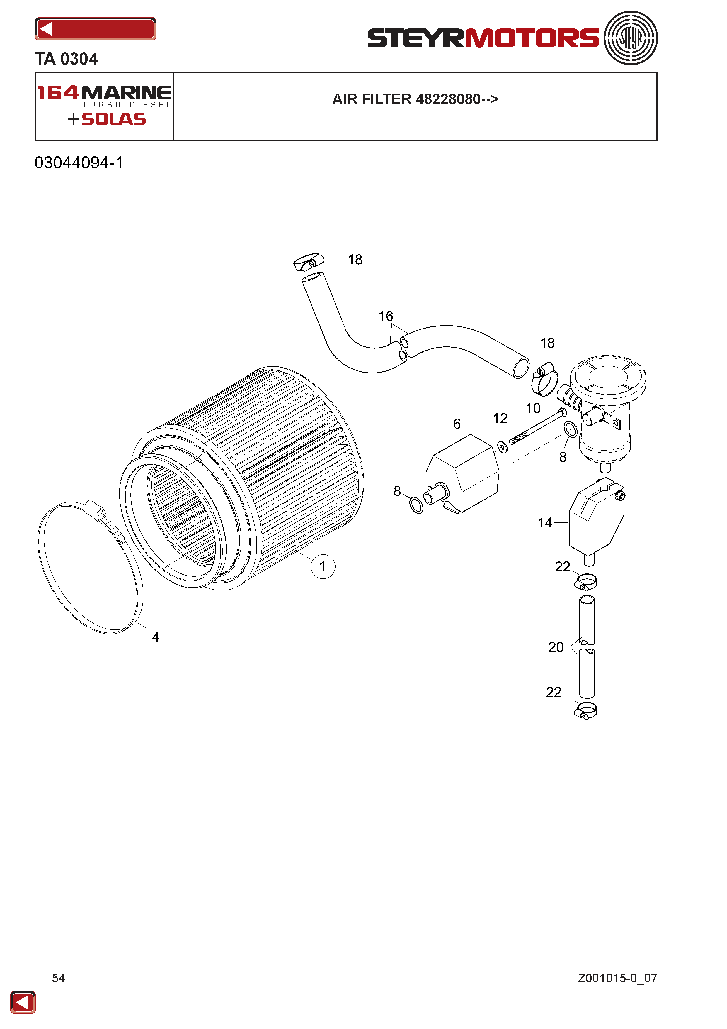 Air Filter 48228080--> exploded view