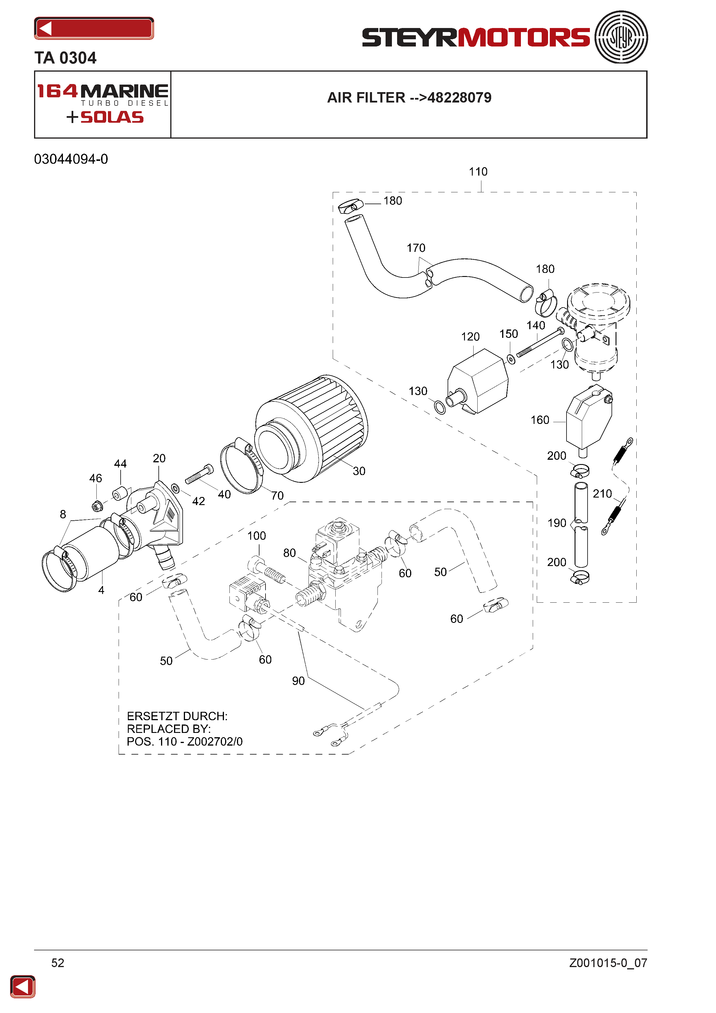 Air Filter -->48228079 exploded view