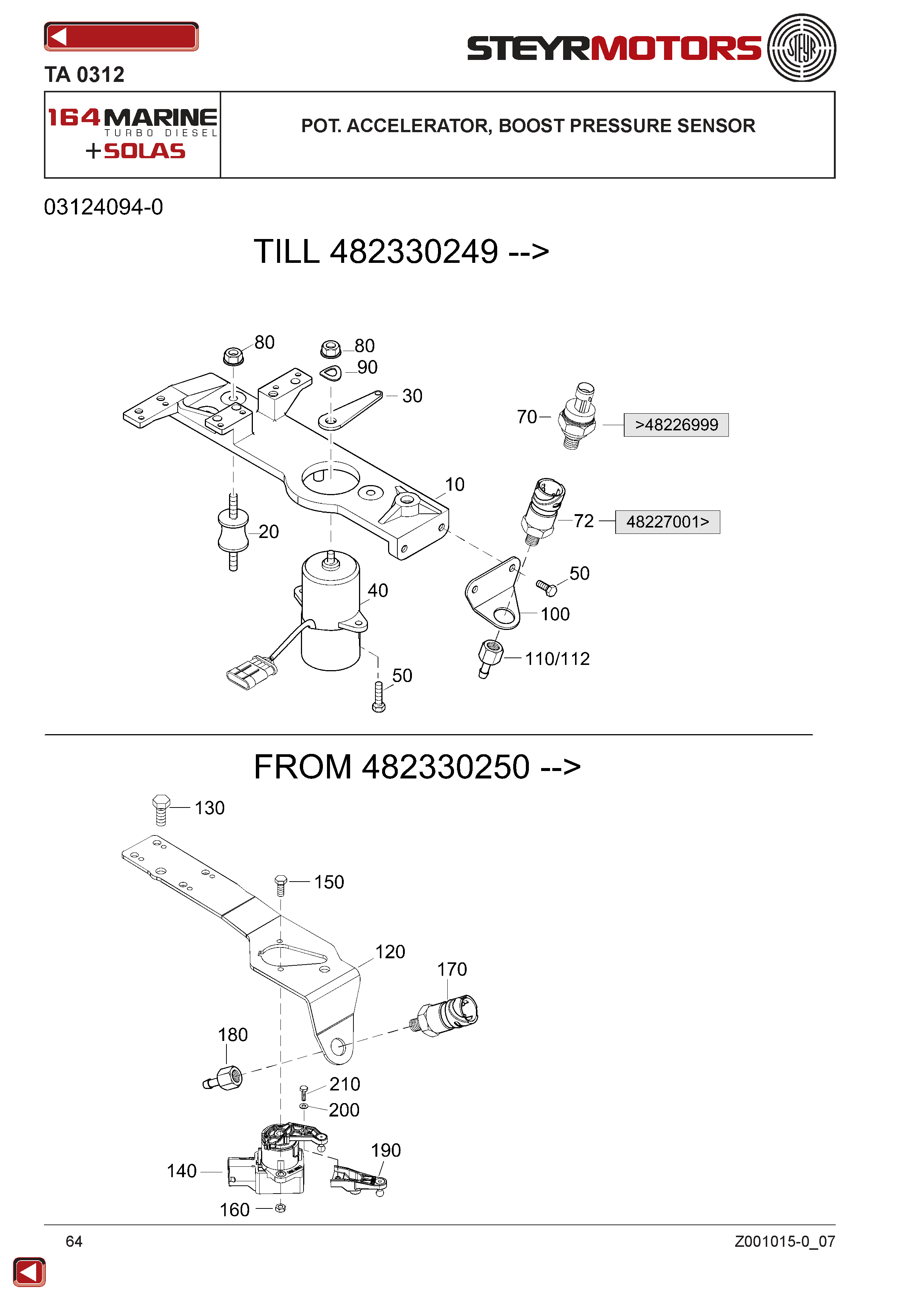 Pot. Accelerator, Boost Pressure Sensor exploded view