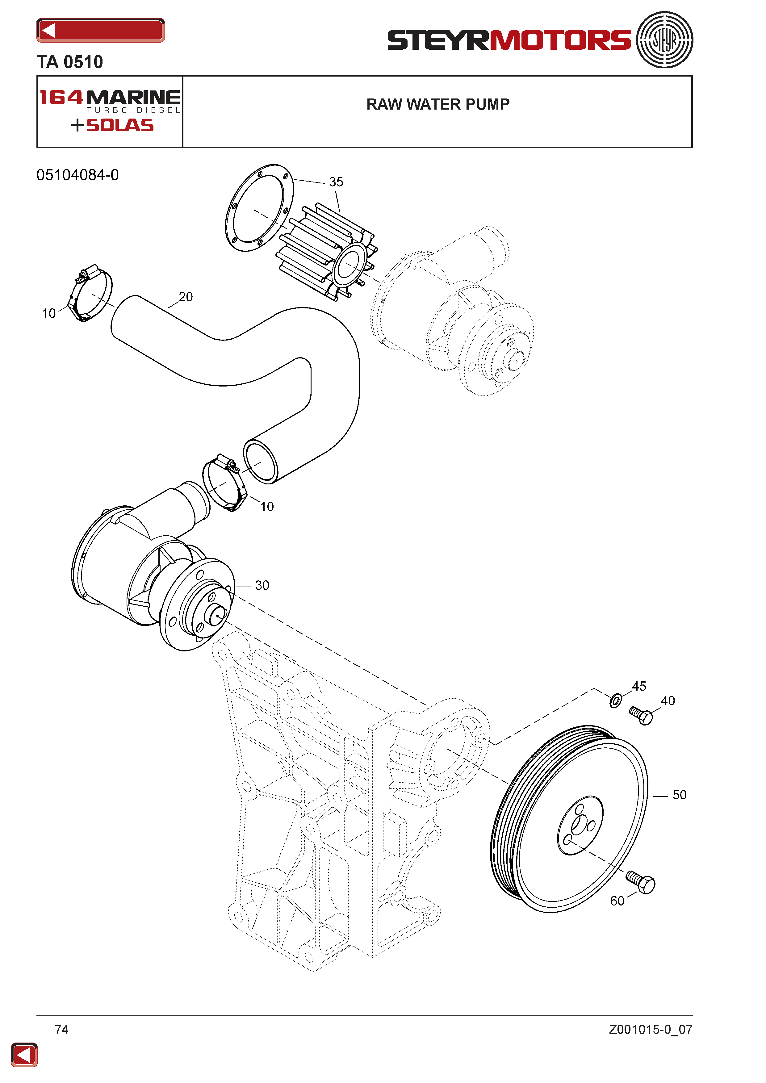 Raw Water Pump exploded view