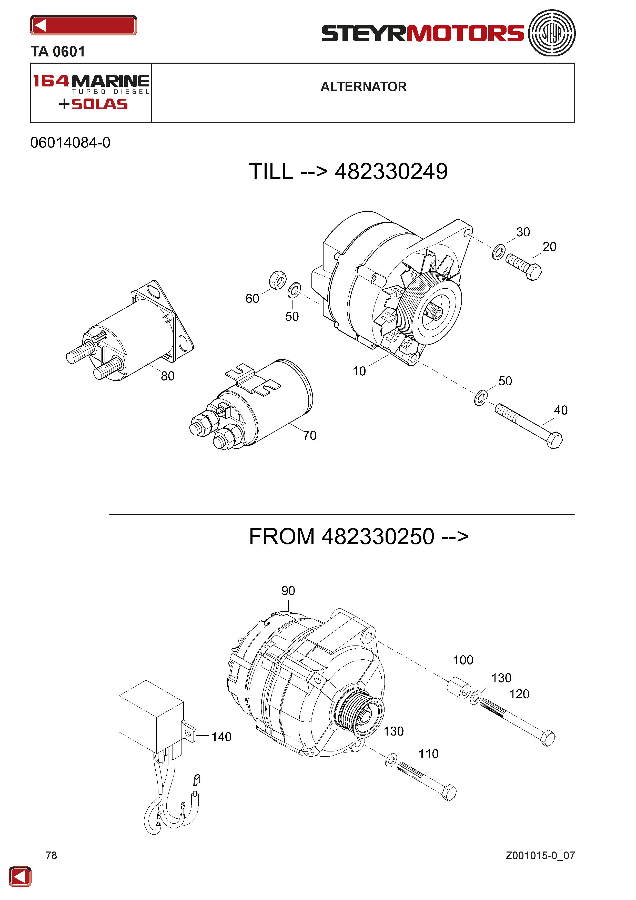 Alternator exploded view