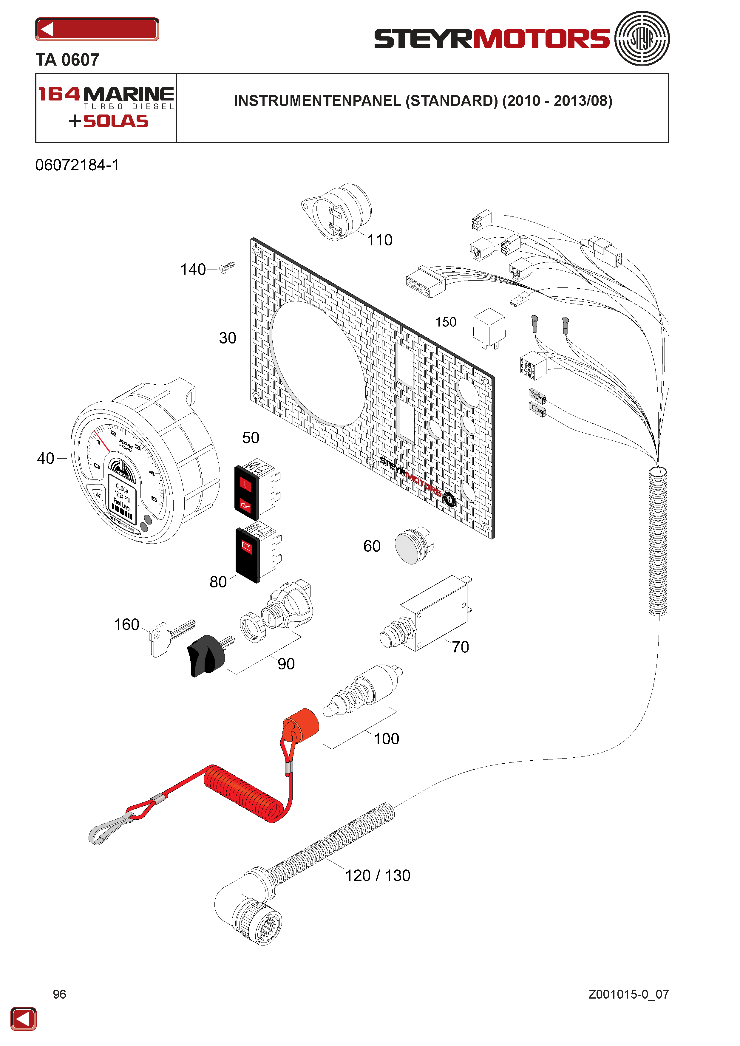 Instrumentenpanel (Standard) (2010 - 2013/08) exploded view