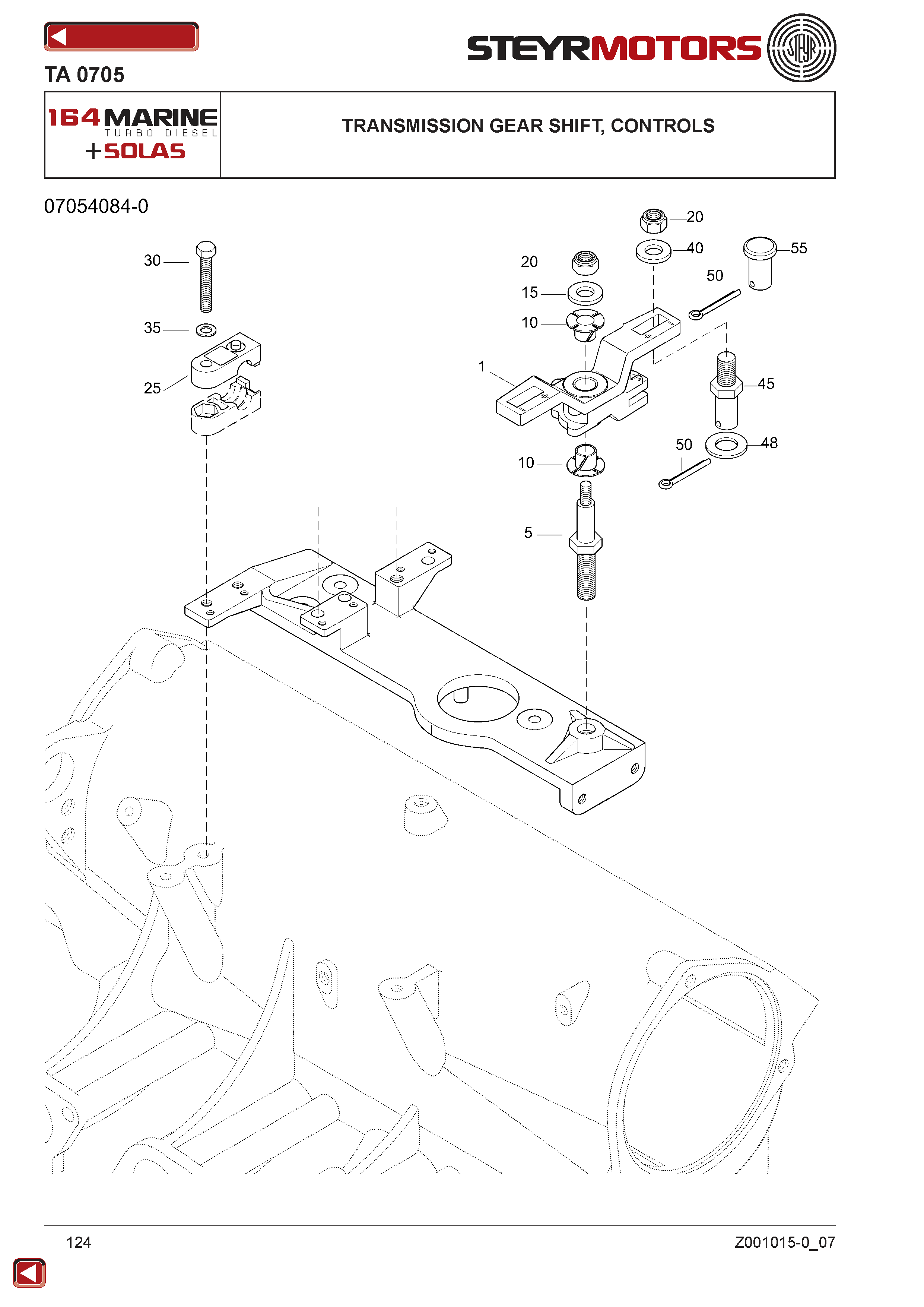 Transmission Gear Shift, Controls exploded view