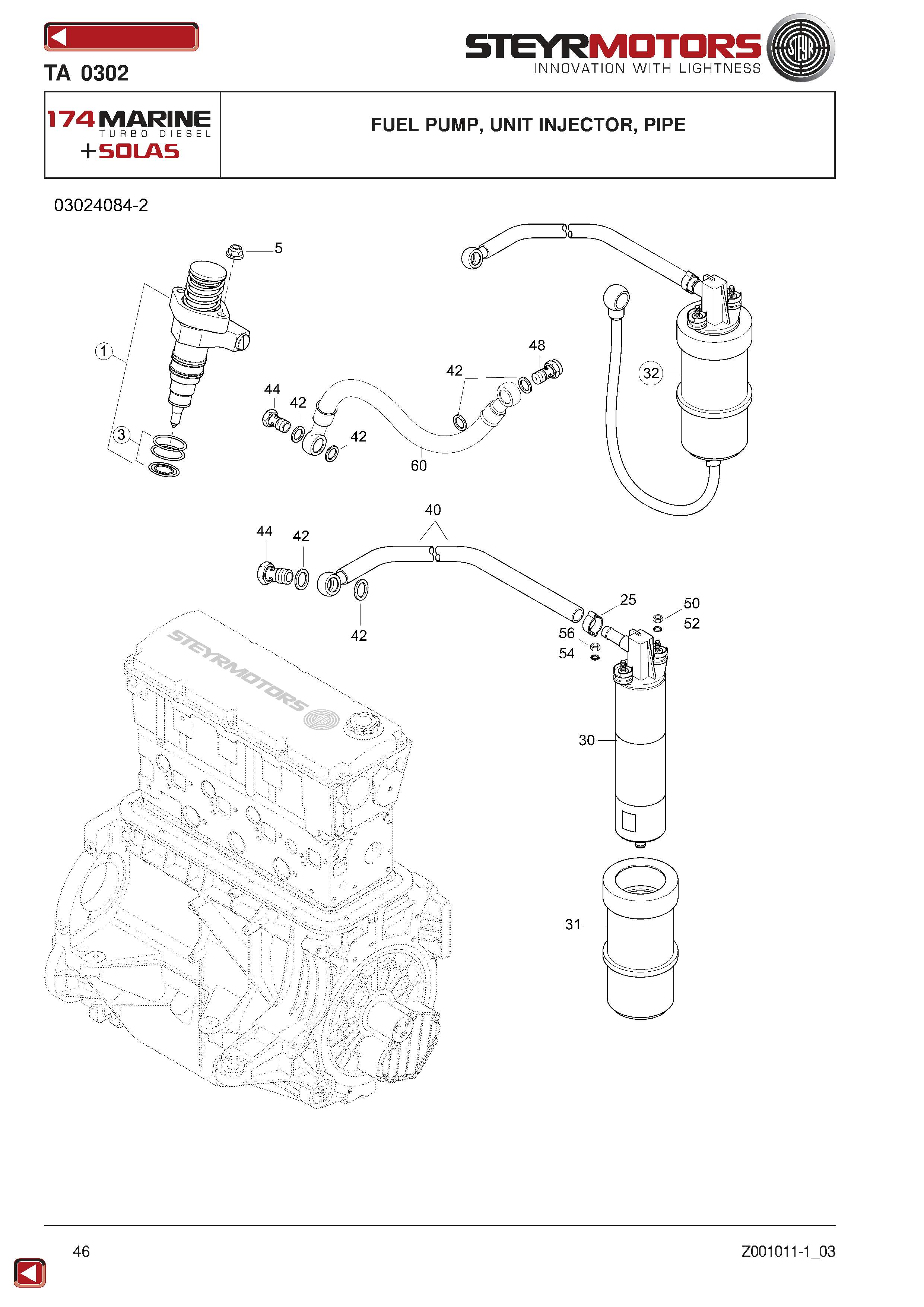 Fuel Pump, Unit Injector, Pipe exploded view