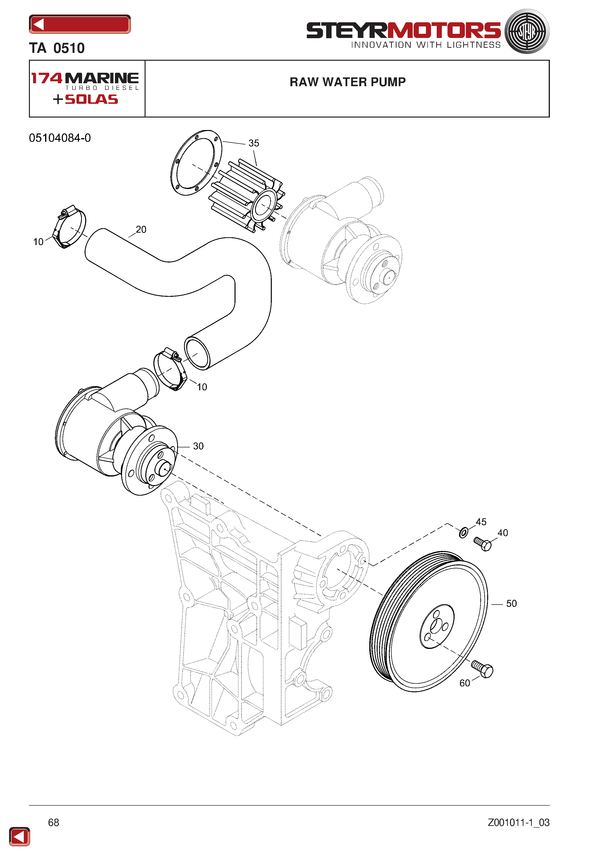 Raw Water Pump exploded view
