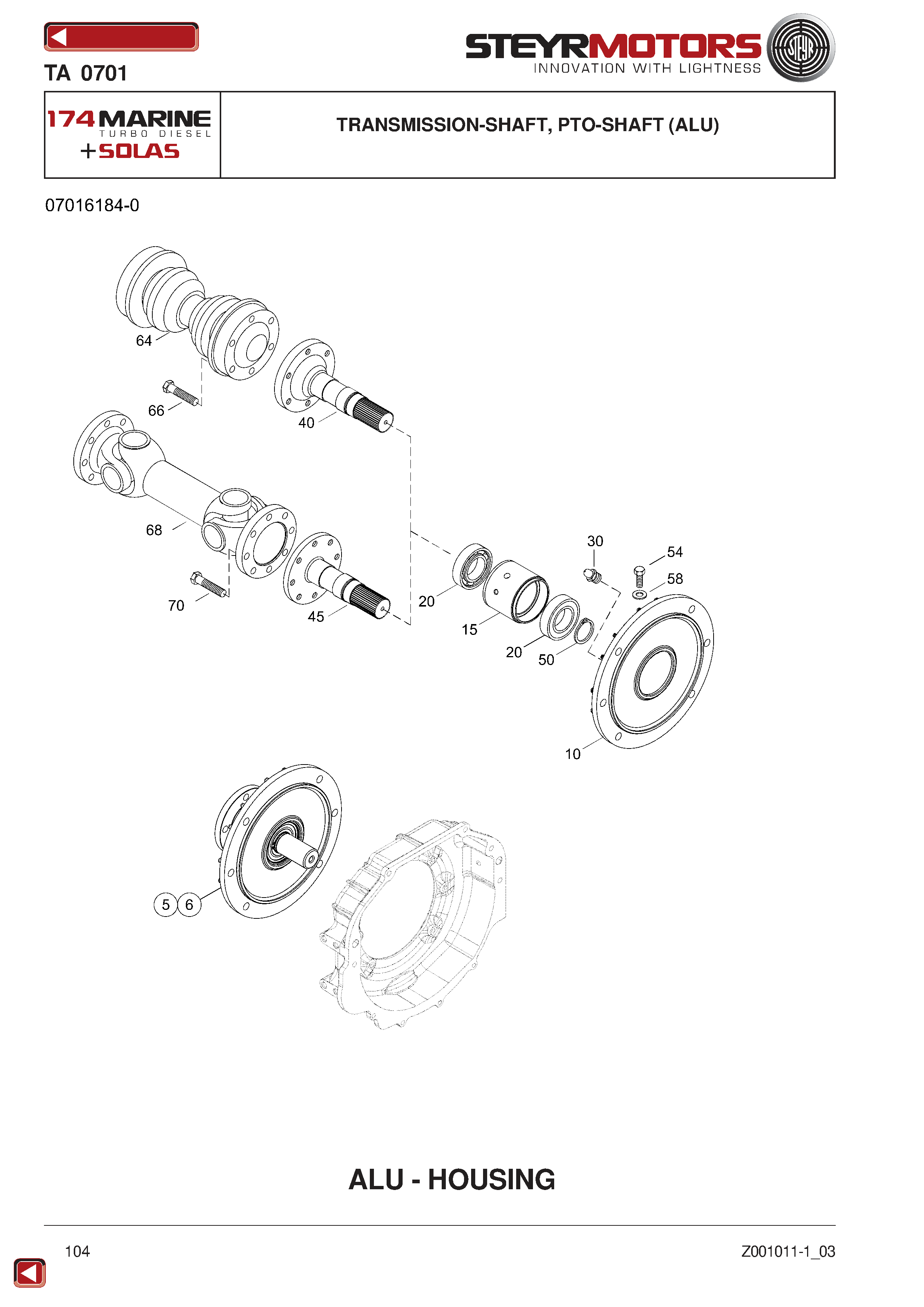 Transmission-Shaft, PTO-Shaft (Alu) exploded view