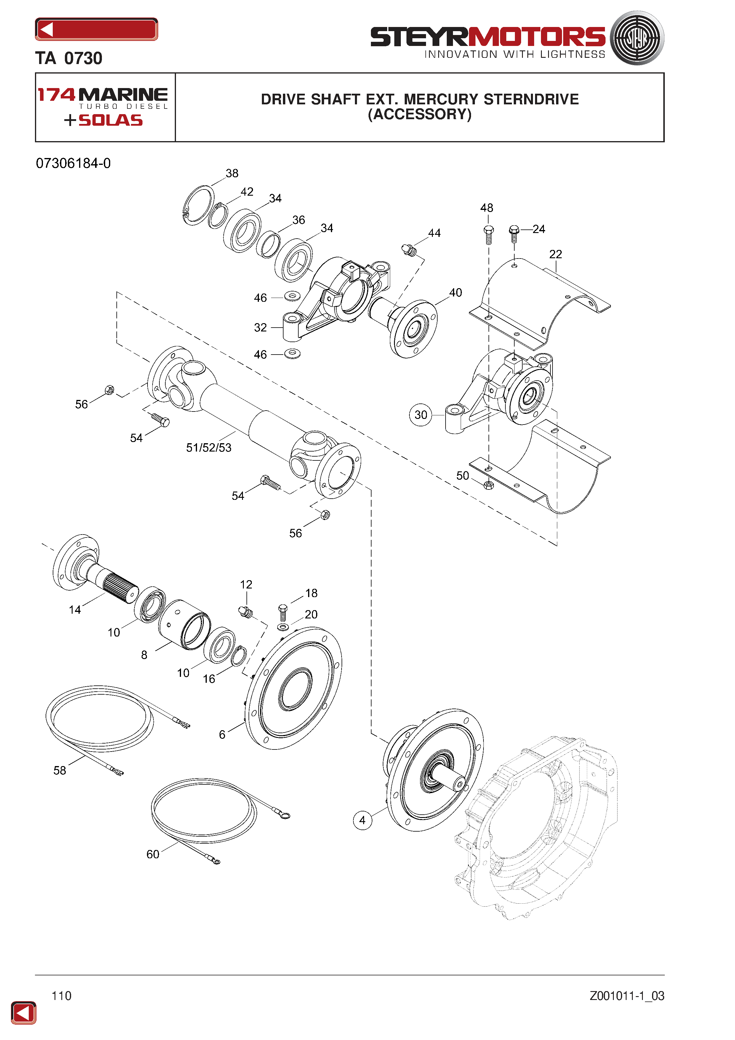 Drive Shaft Ext. Mercury Sterndrive exploded view