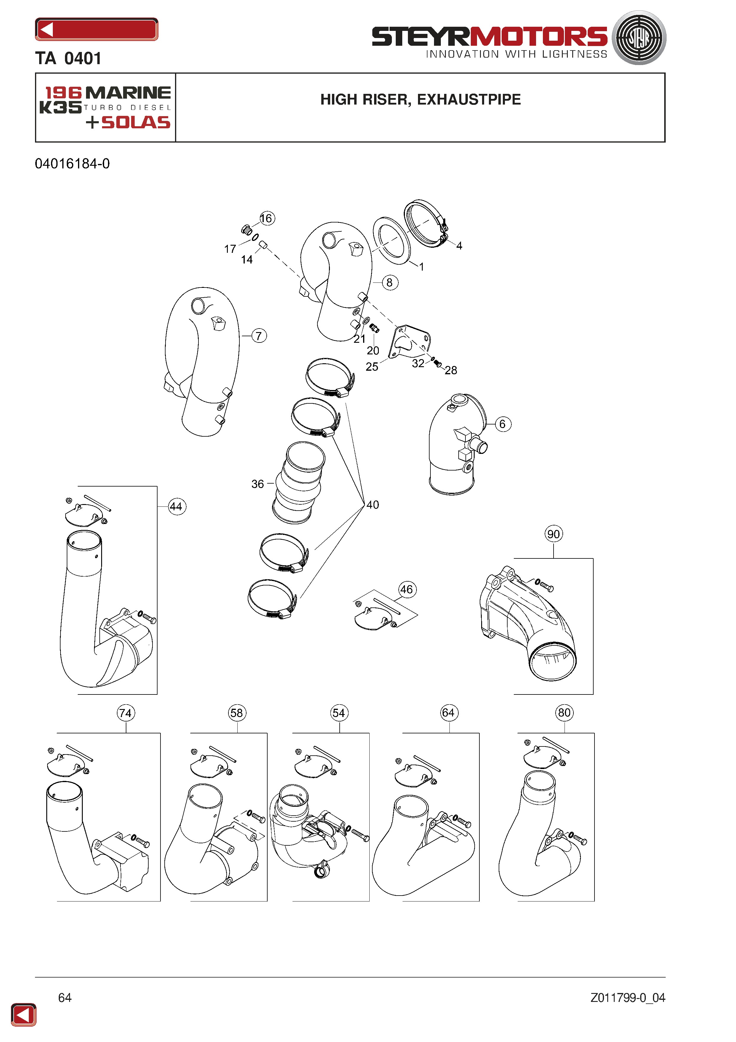 High Riser, Exhaustpipe exploded view
