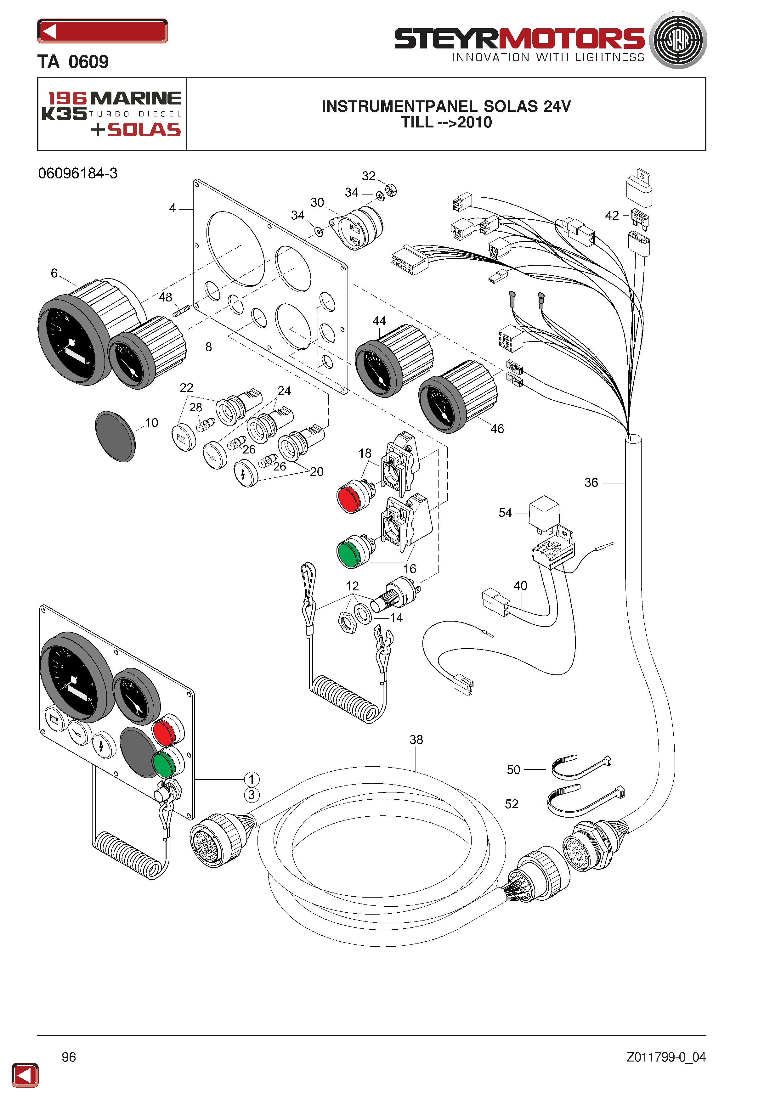 Instrumentpanel Solas 24V exploded view