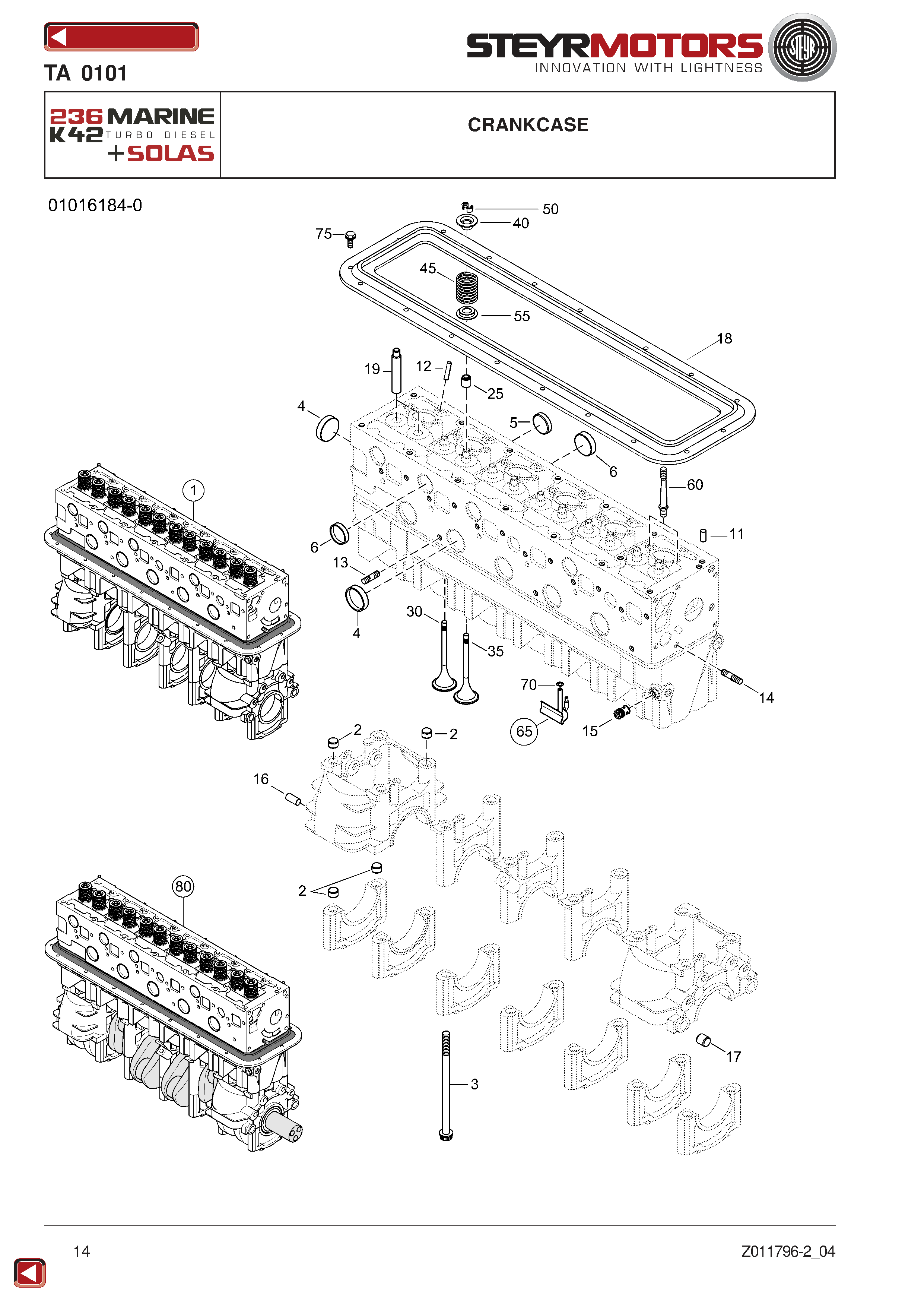 Crankcase exploded view