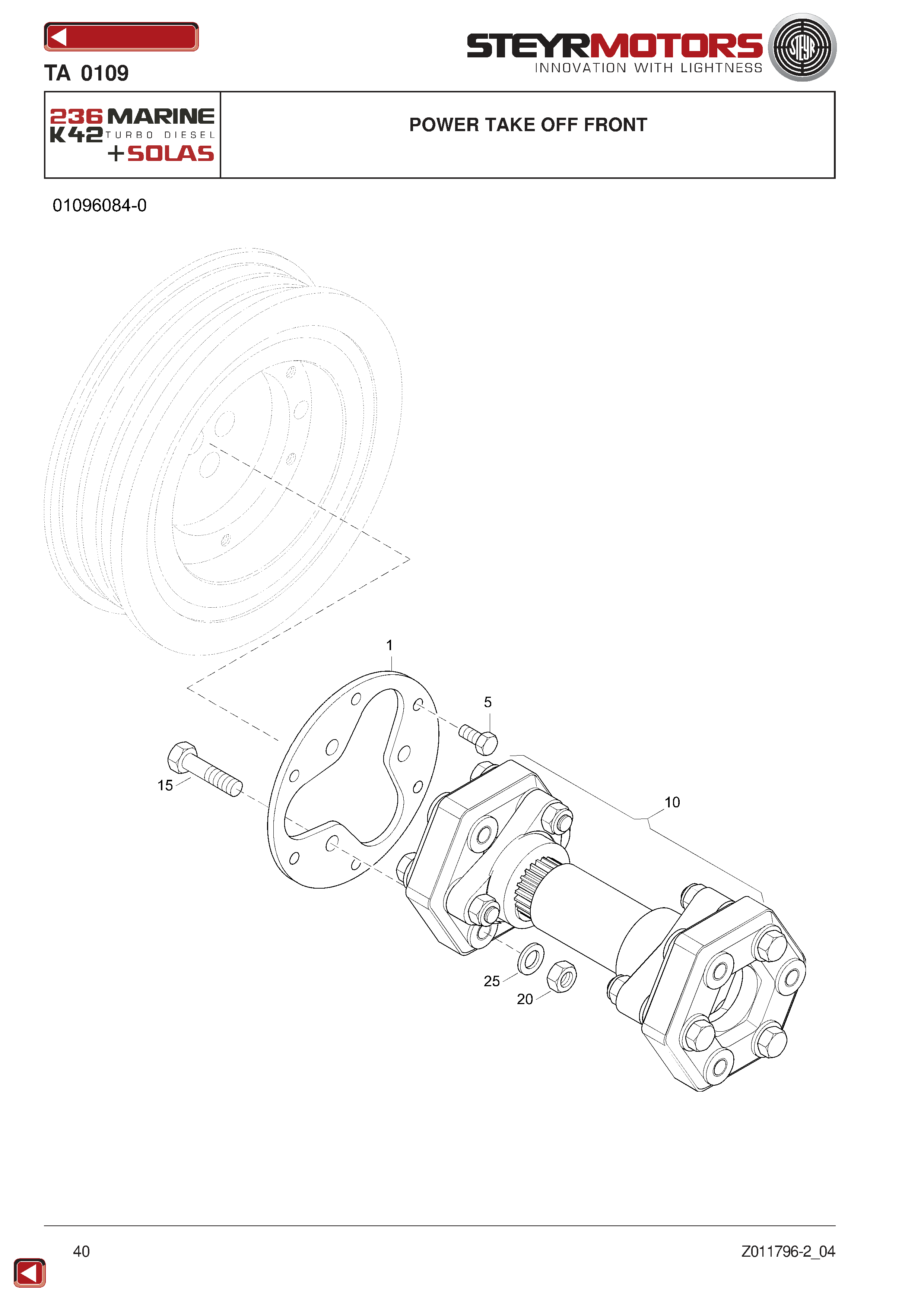 Power Take Off Front exploded view