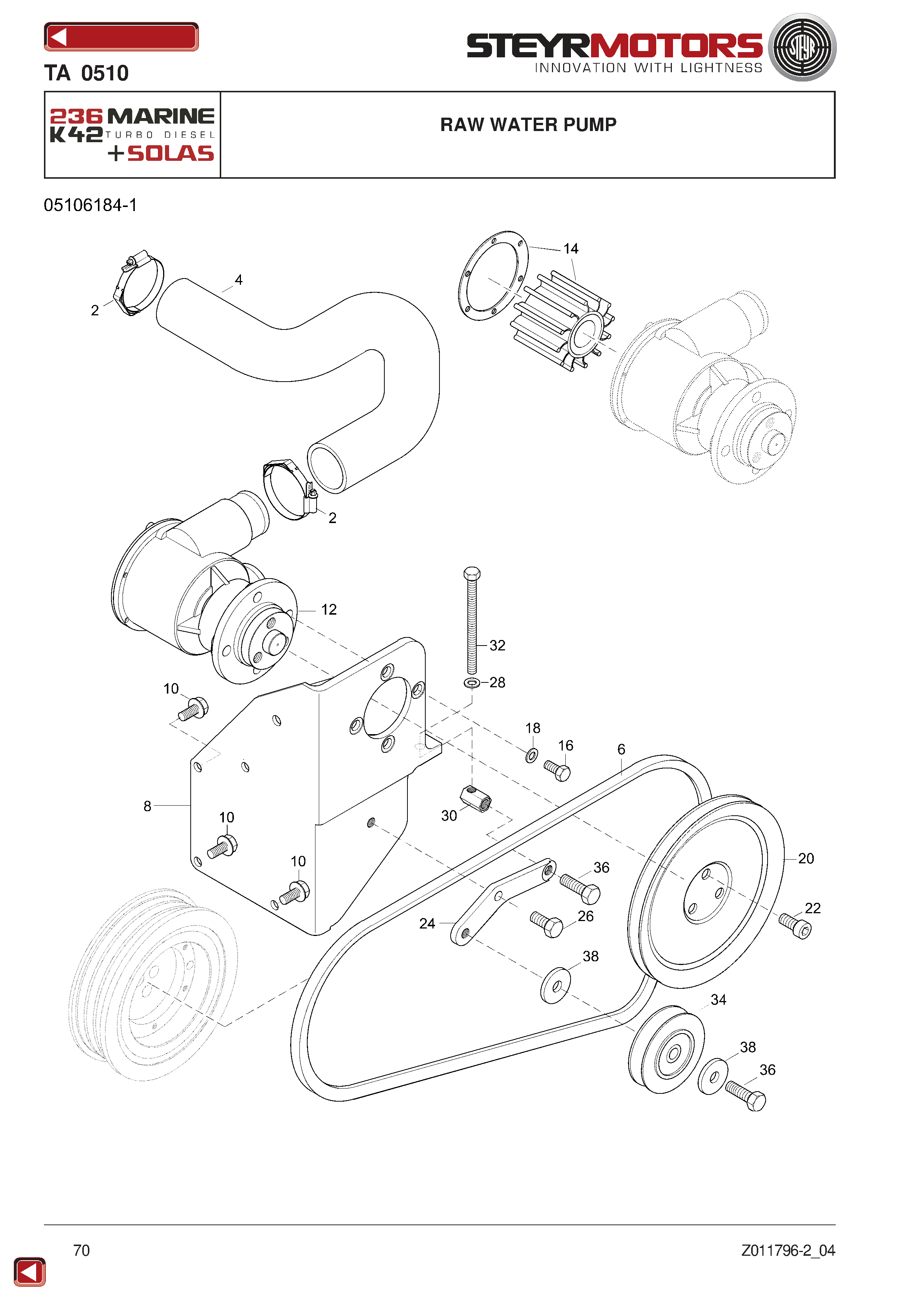 Raw Water Pump exploded view
