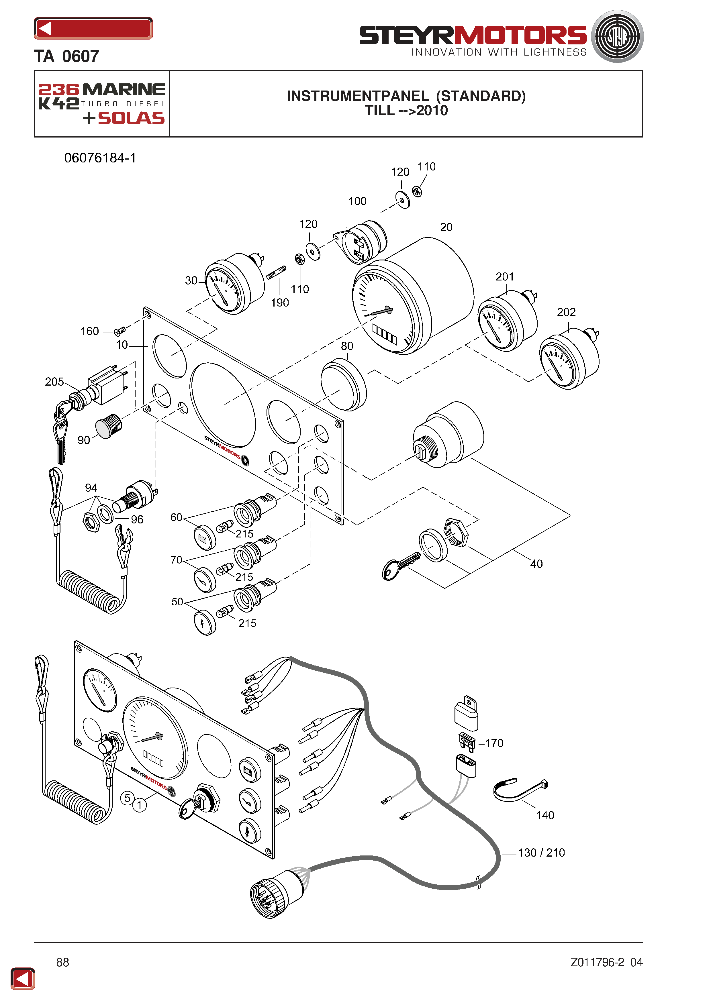 Instrumentpanel (Standard) exploded view