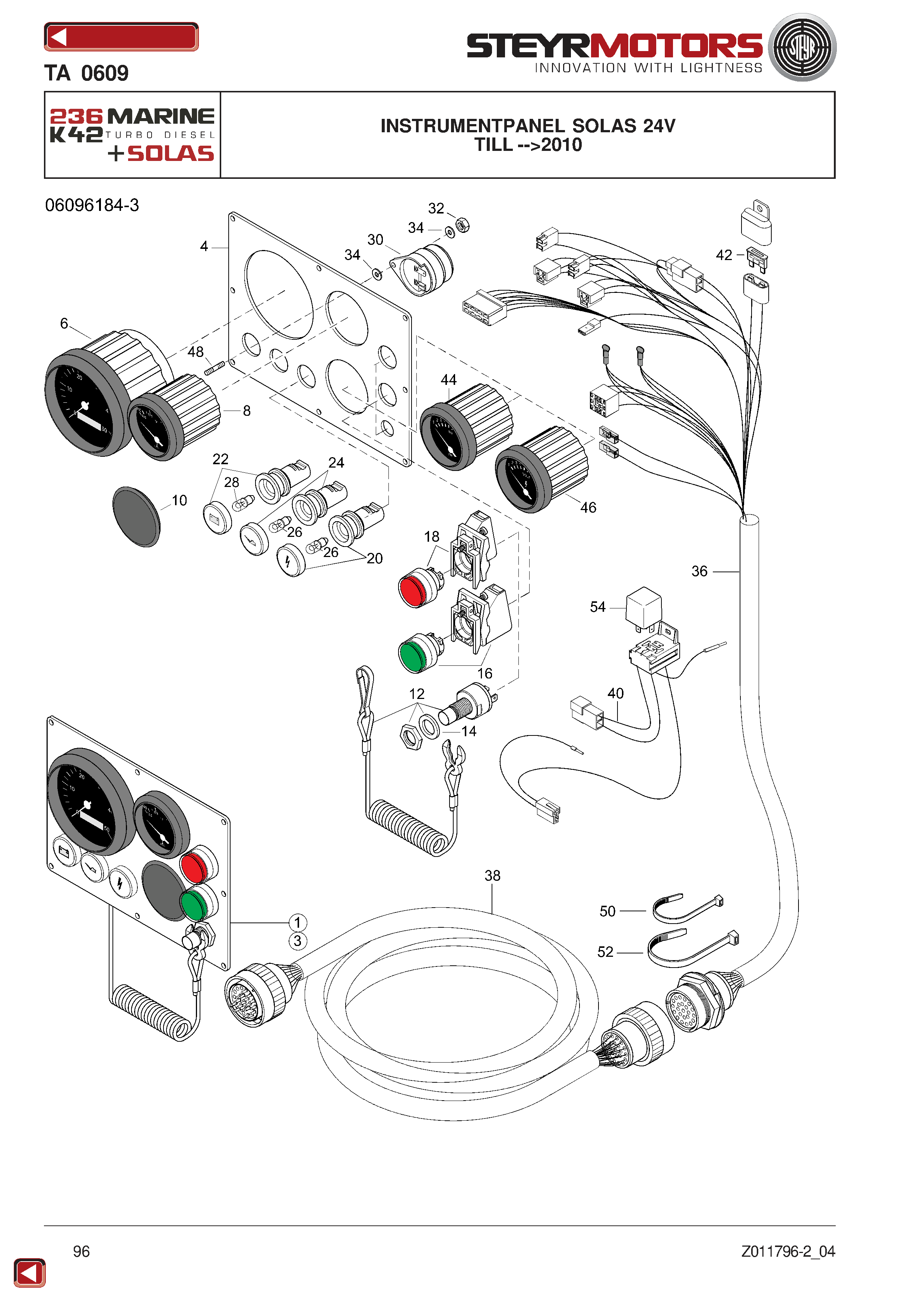 Instrumentpanel Solas 24V exploded view