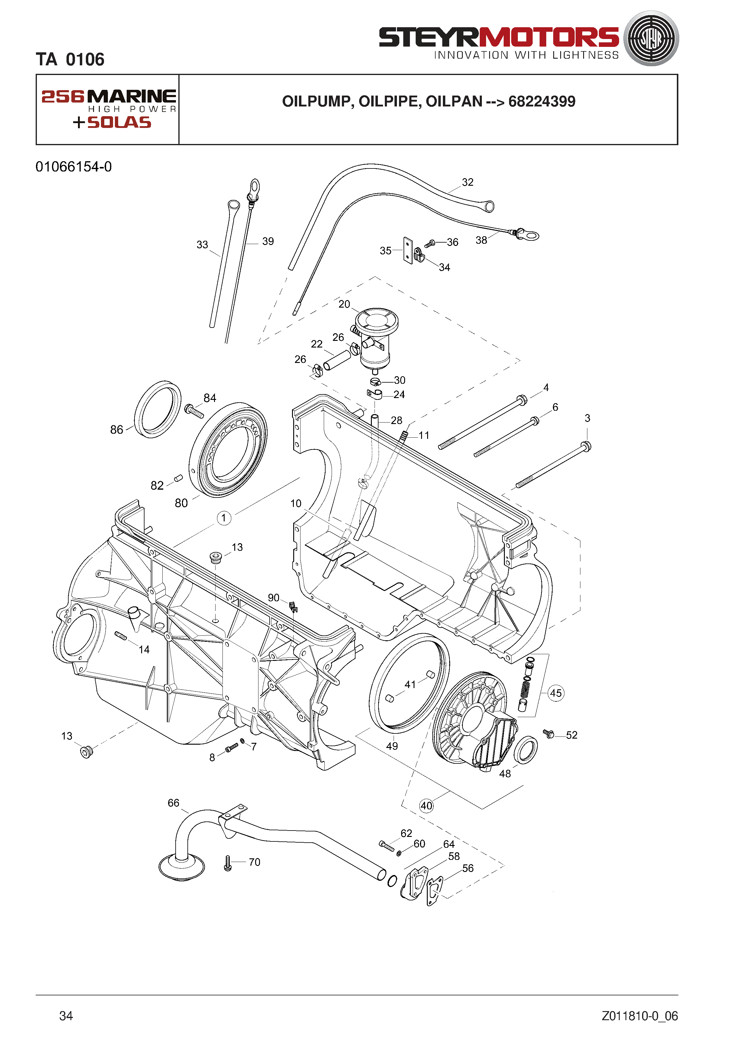 Oilpump, Oilpipe, Oilpan --> 68224399 exploded view
