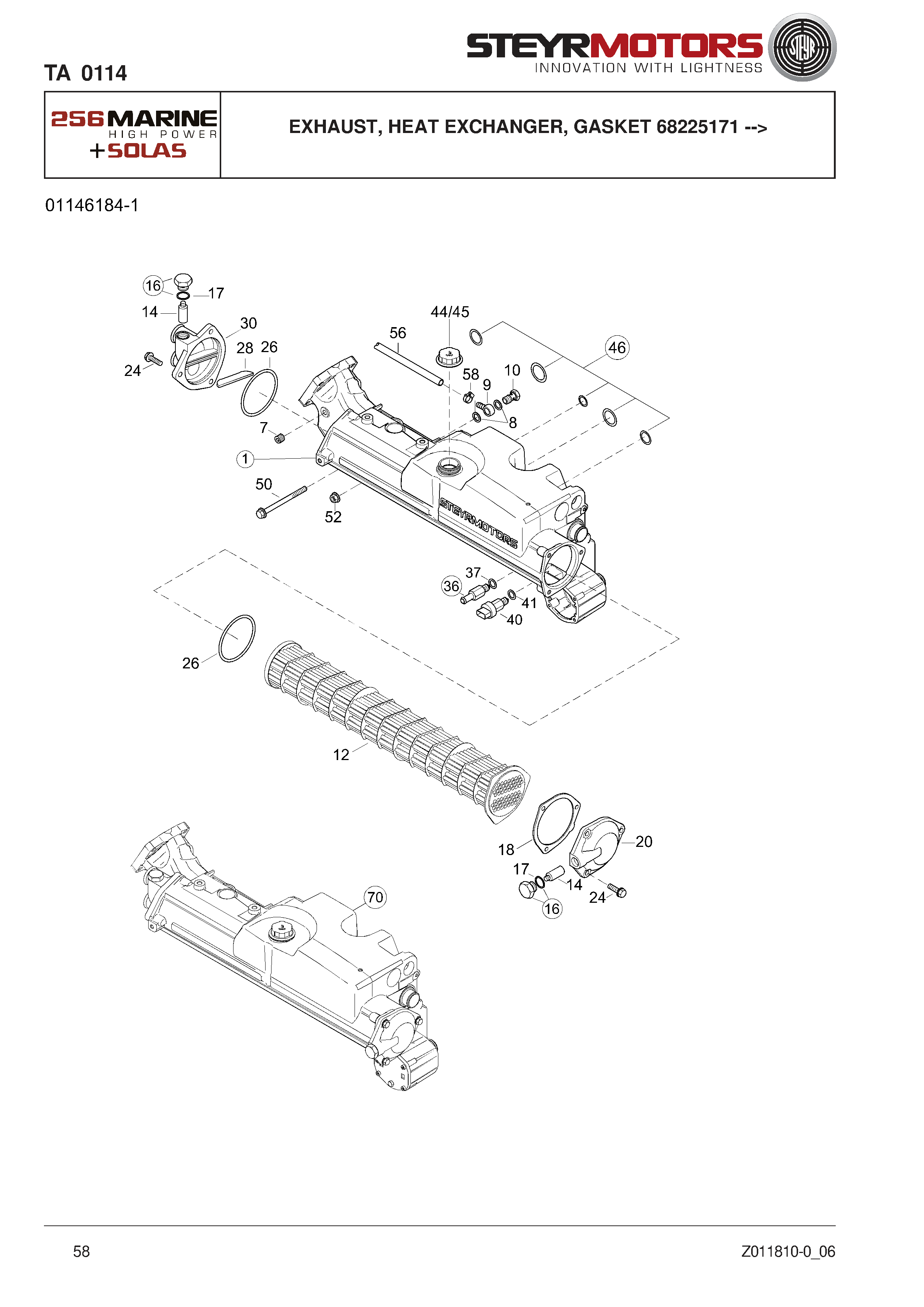 Exhaust, Heat Exchanger, Gasket 68225171 --> exploded view