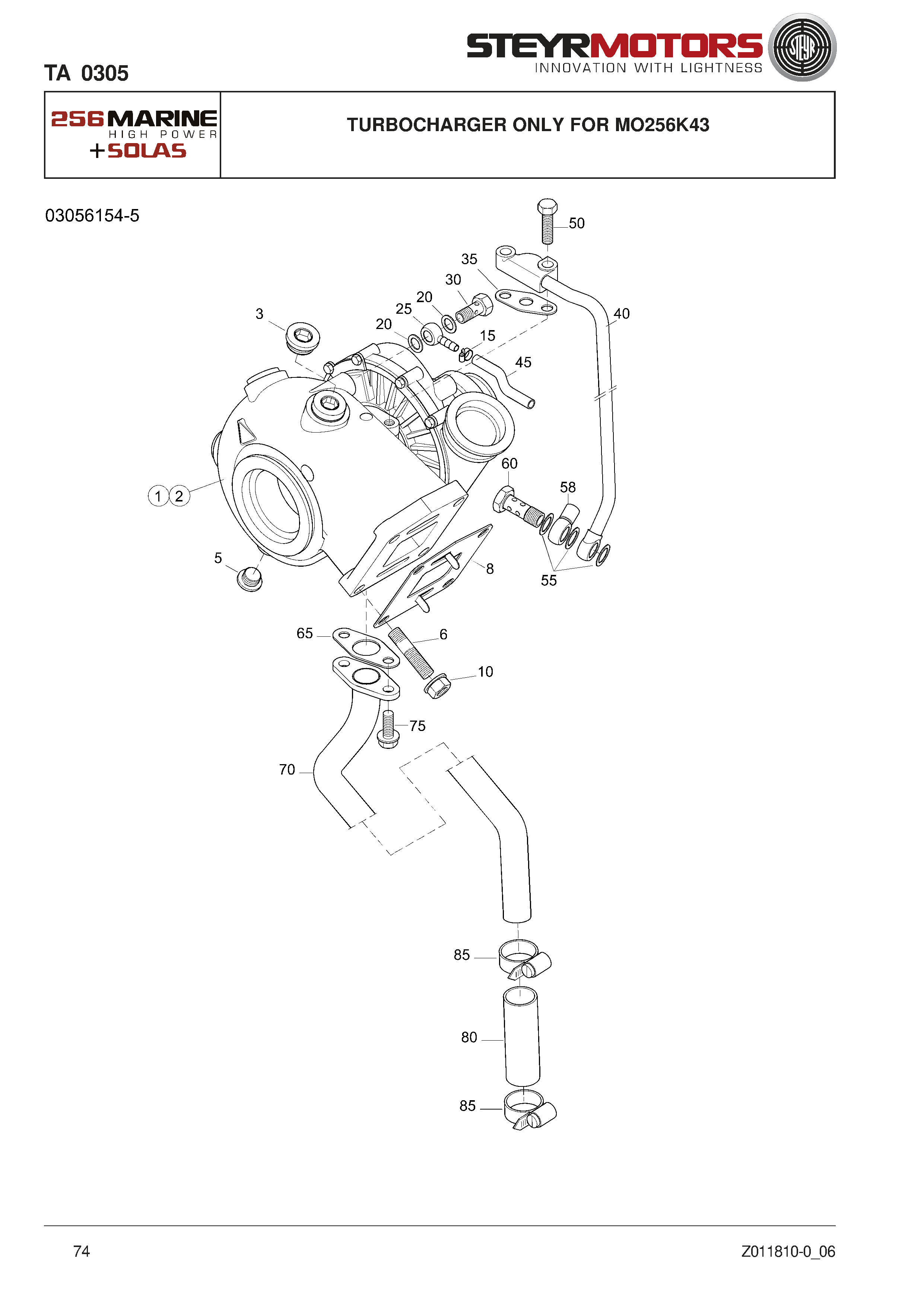 Turbocharger Only For Mo256K43 exploded view