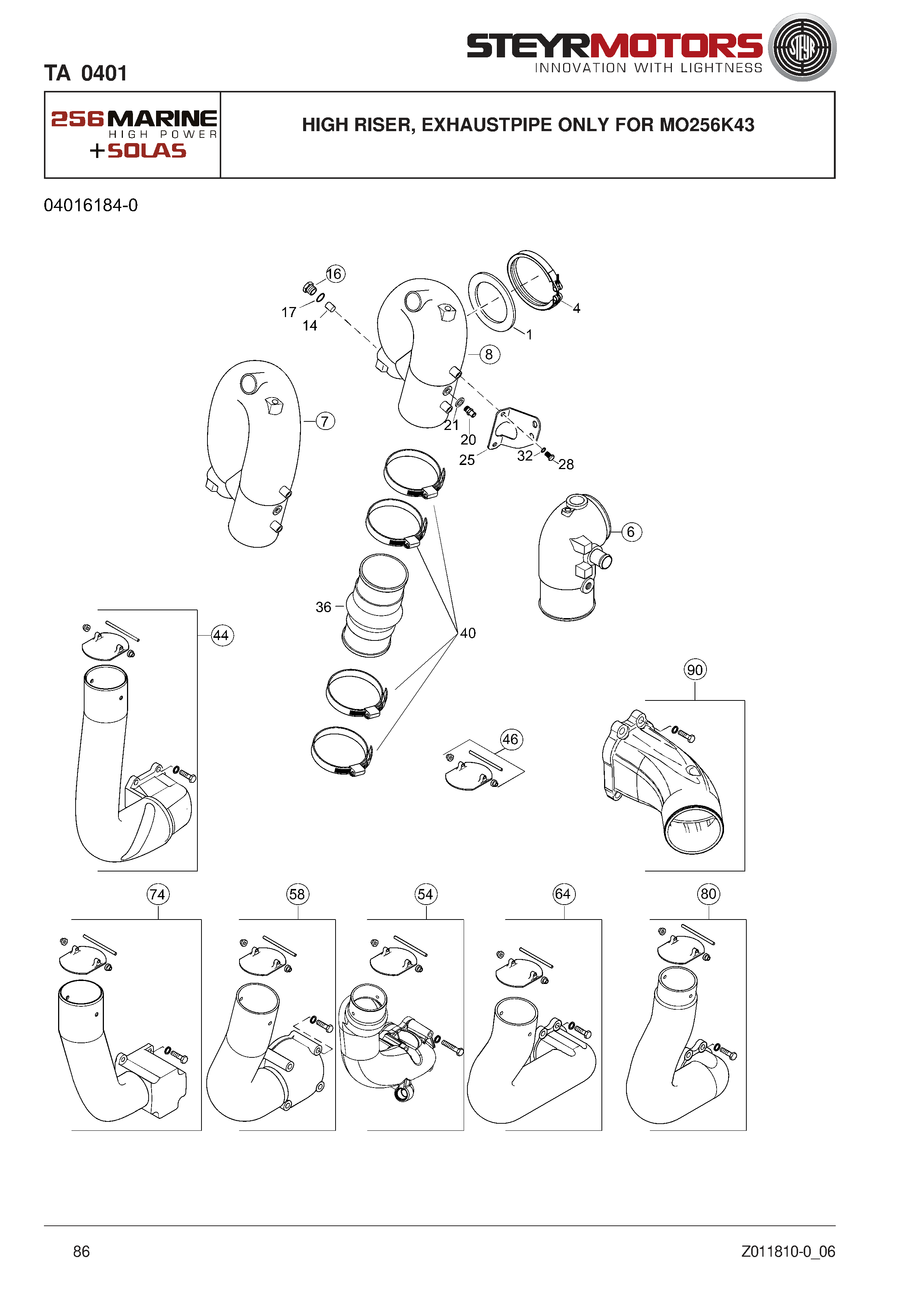 High Riser, Exhaustpipe Only For Mo256K43 exploded view