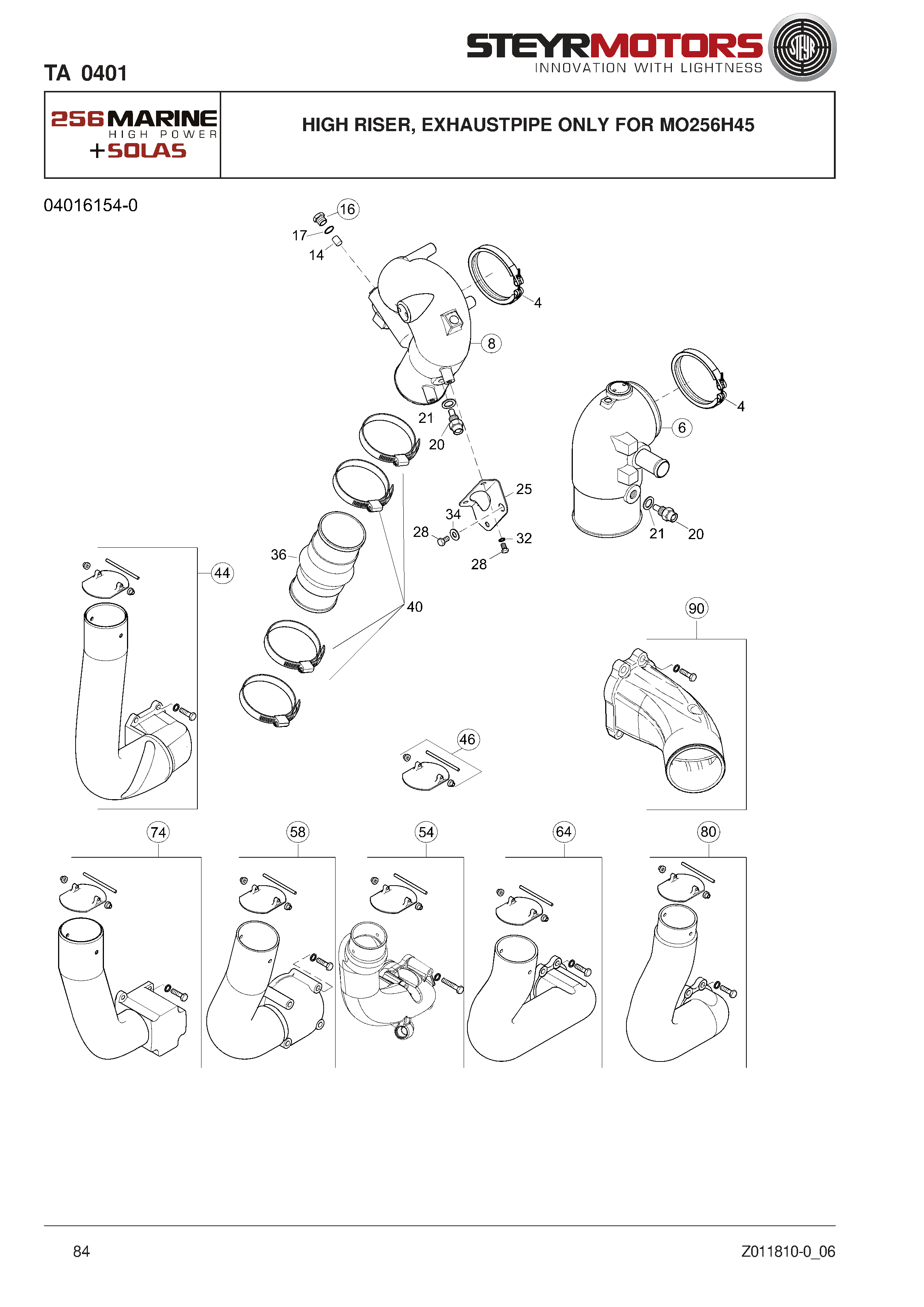 High Riser, Exhaustpipe Only For Mo256H45 exploded view