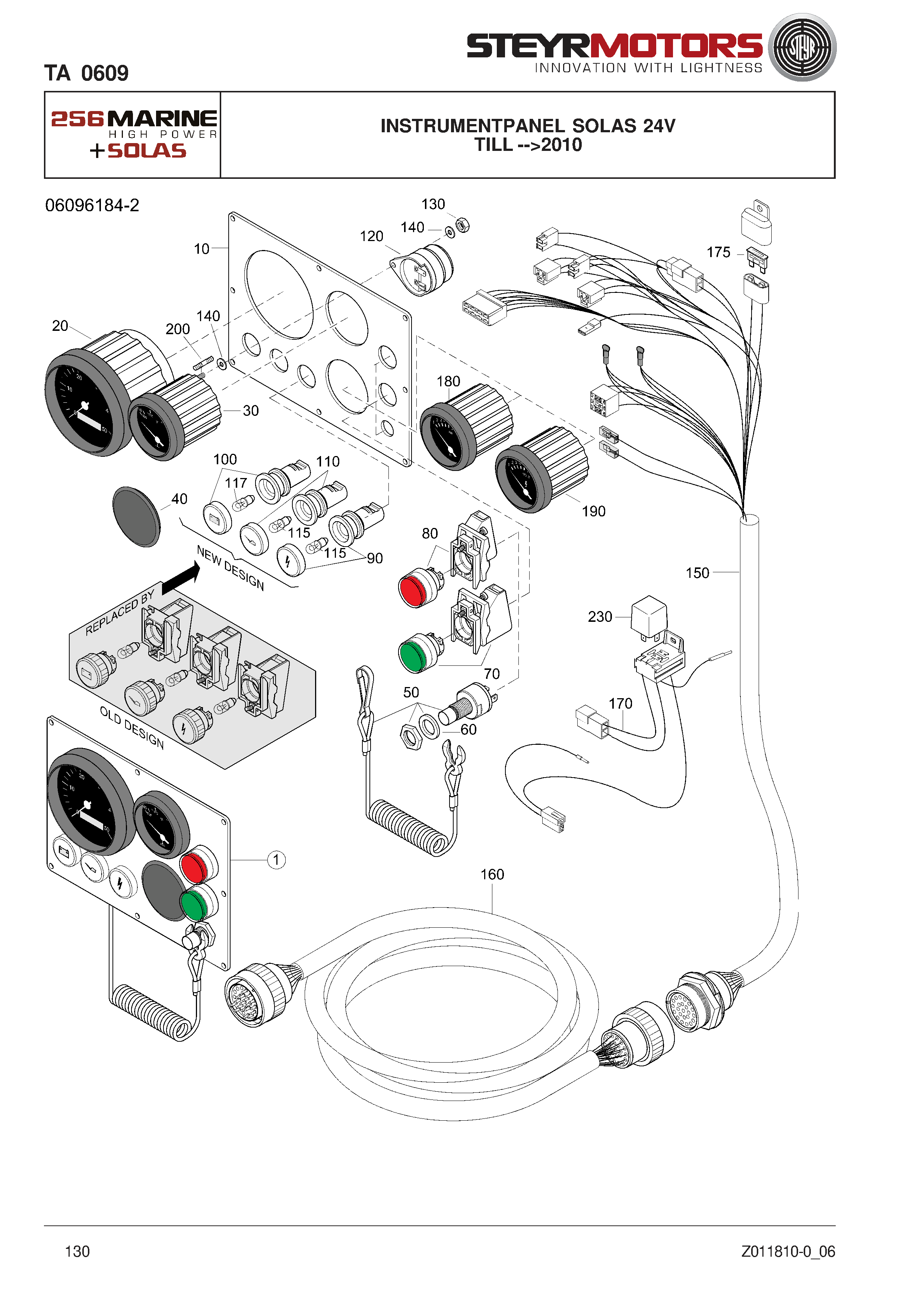 Instrumentpanel Solas 24V exploded view