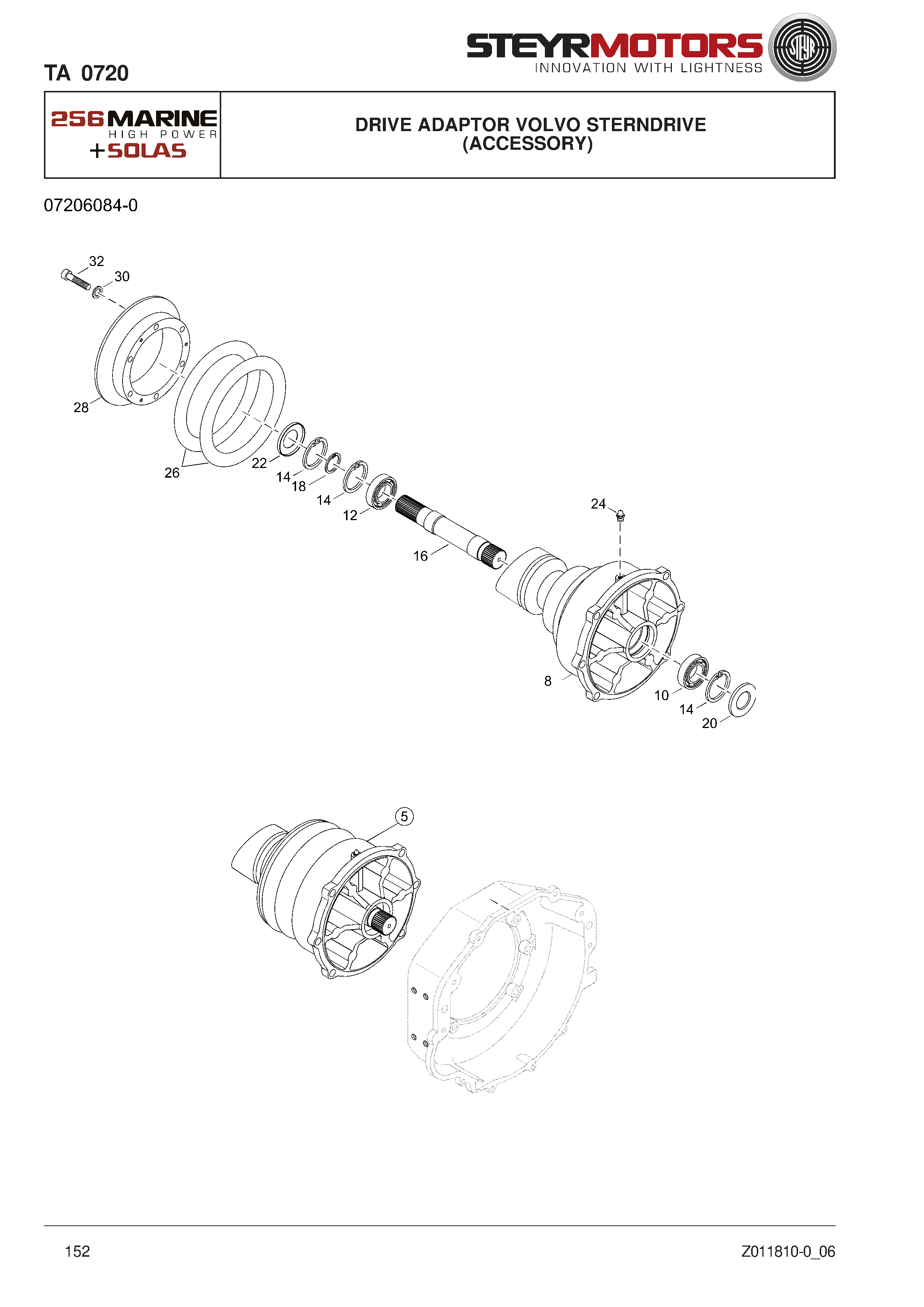 Drive Adaptor Volvo Sterndrive exploded view