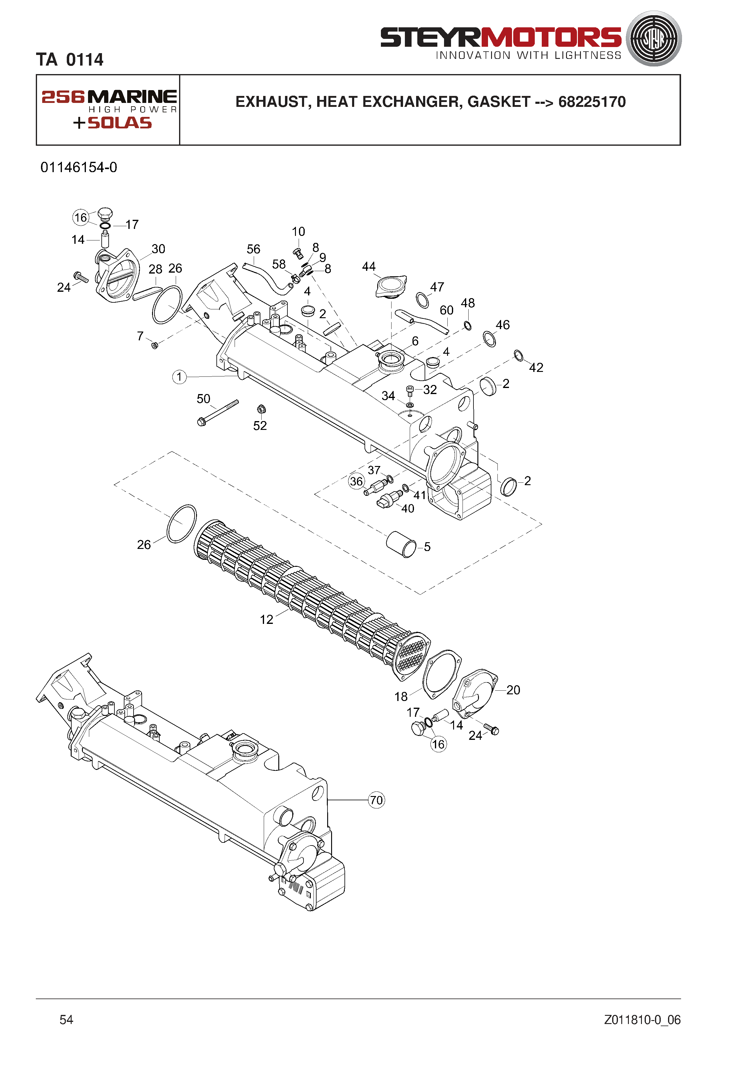 Exhaust, Heat Exchanger, Gasket --> 68225170 exploded view
