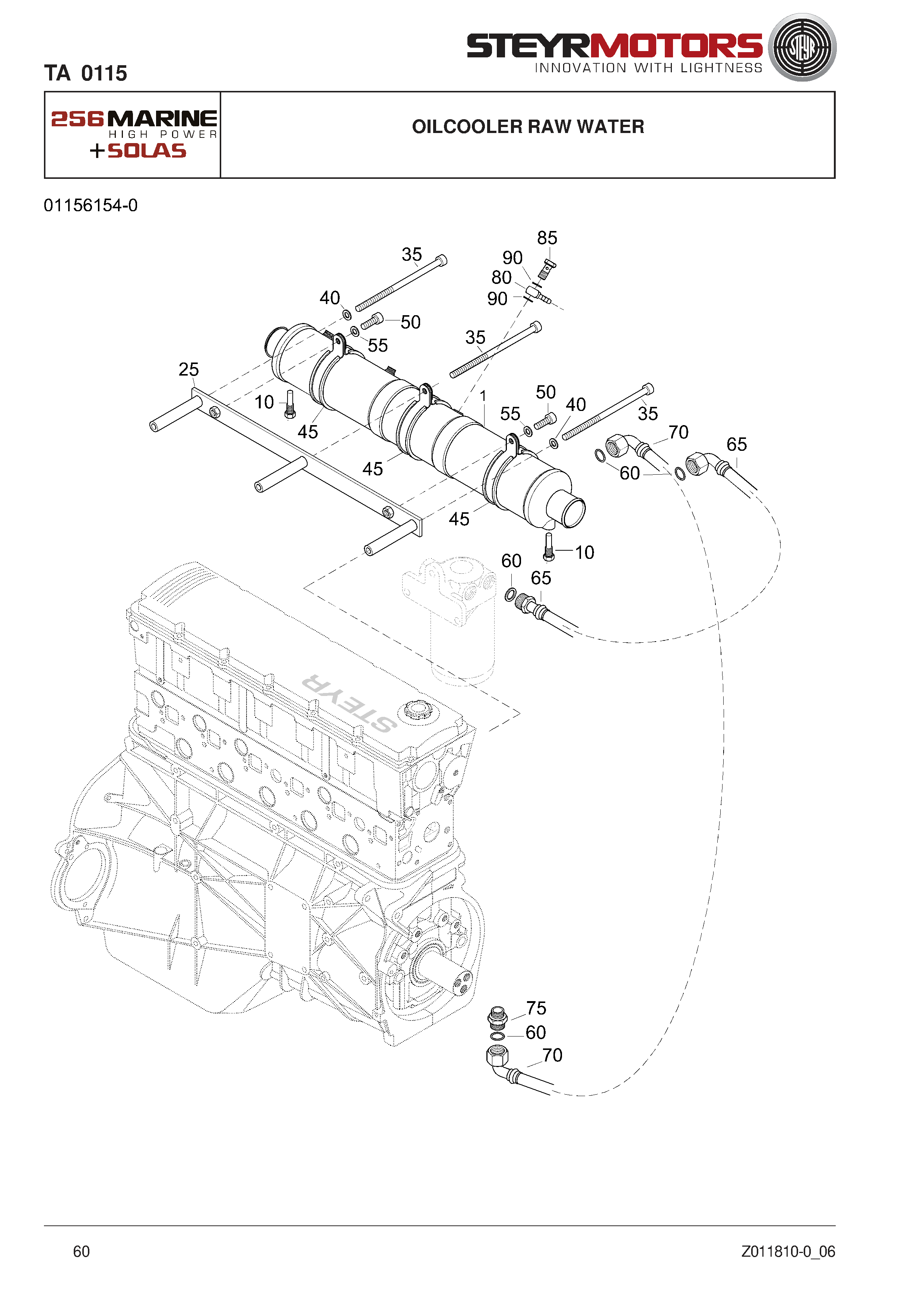 Oilcooler Raw Water exploded view