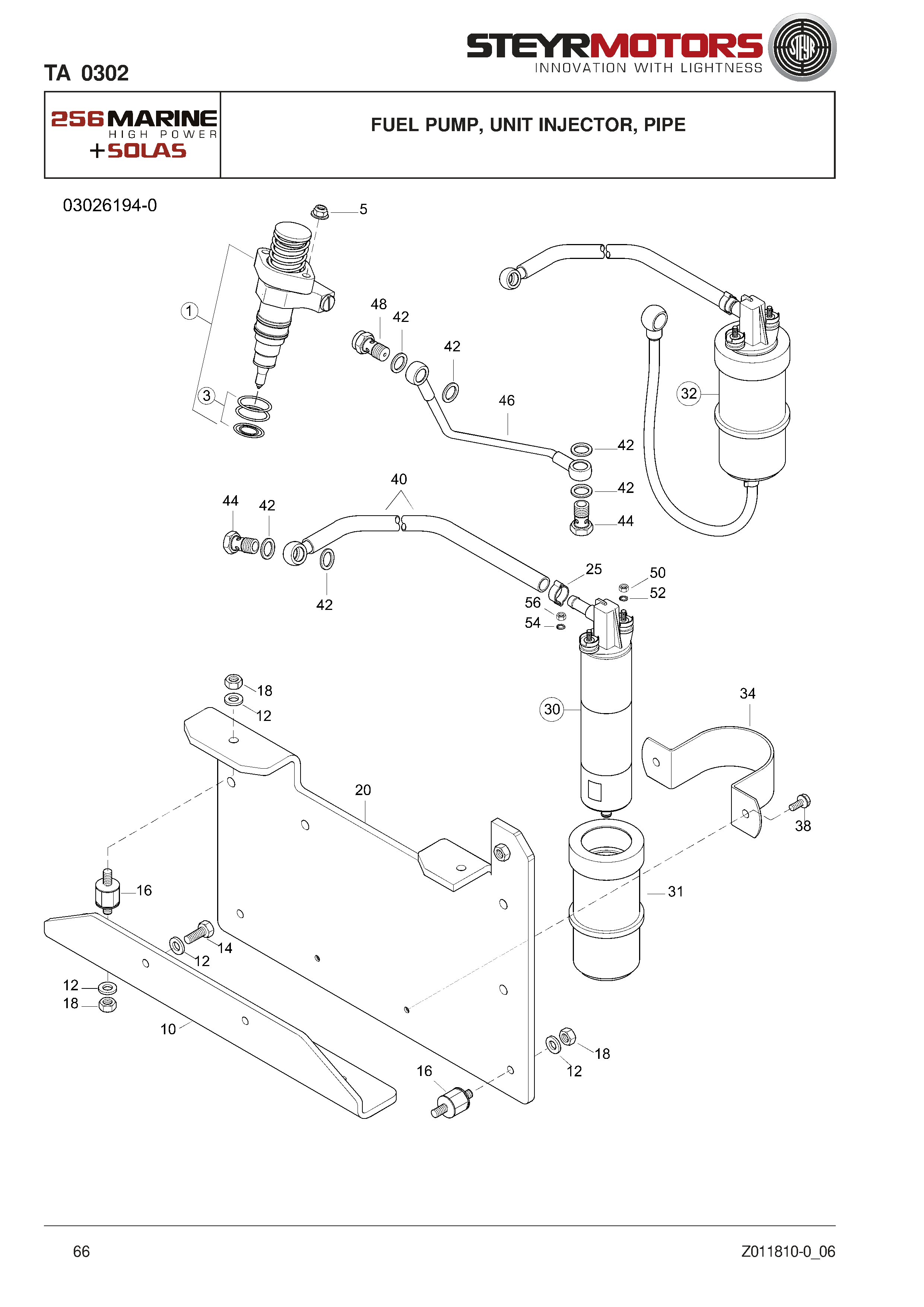 Fuel Pump, Unit Injector, Pipe exploded view