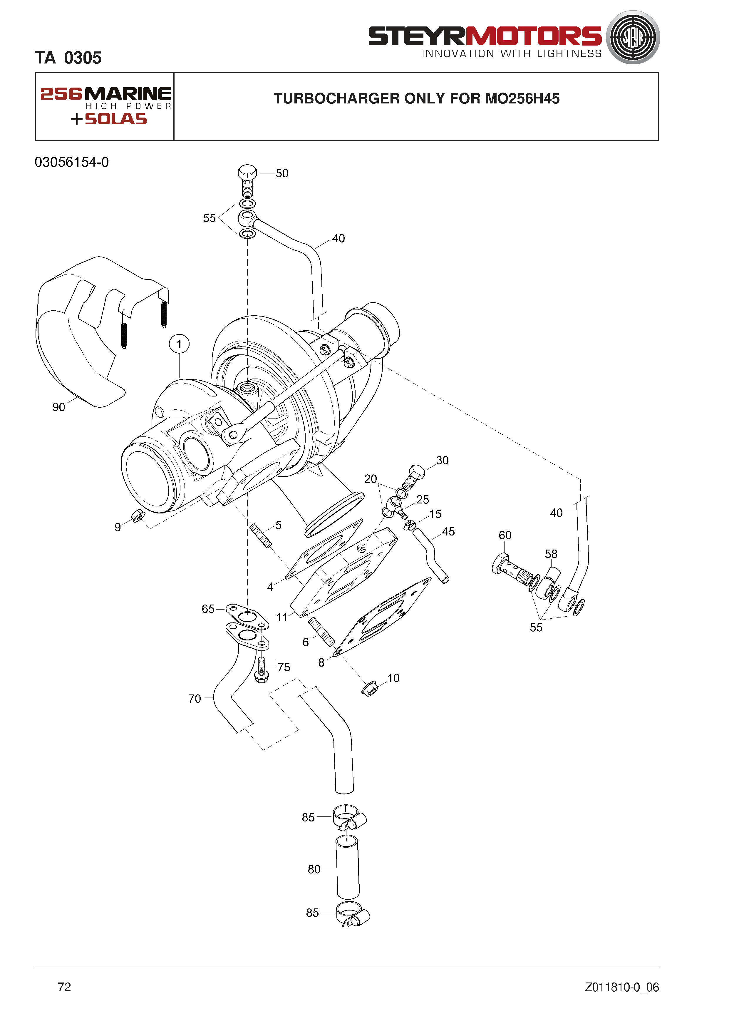 Turbocharger Only For Mo256H45 exploded view