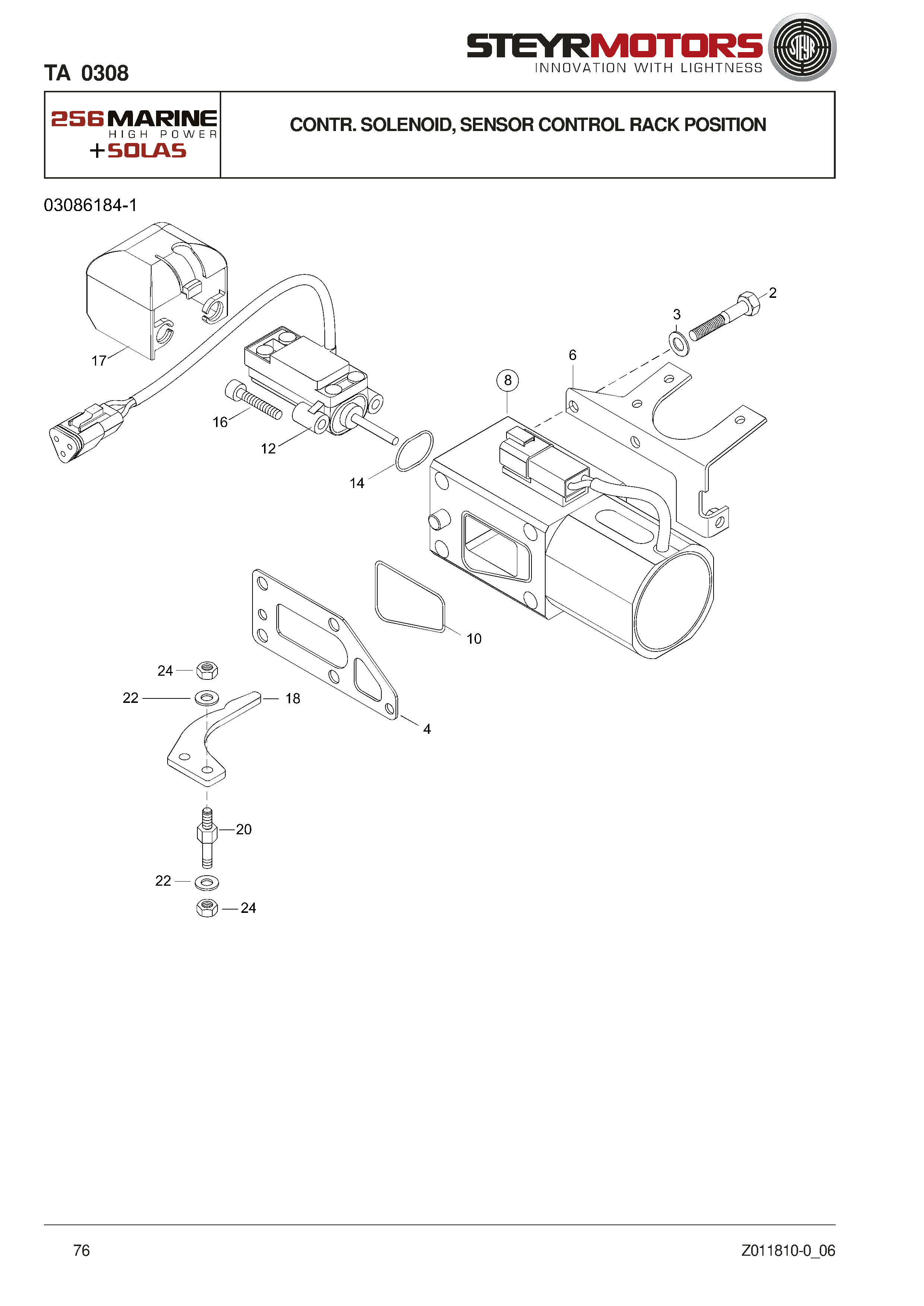 Contr. Solenoid, Sensor Control Rack Position exploded view