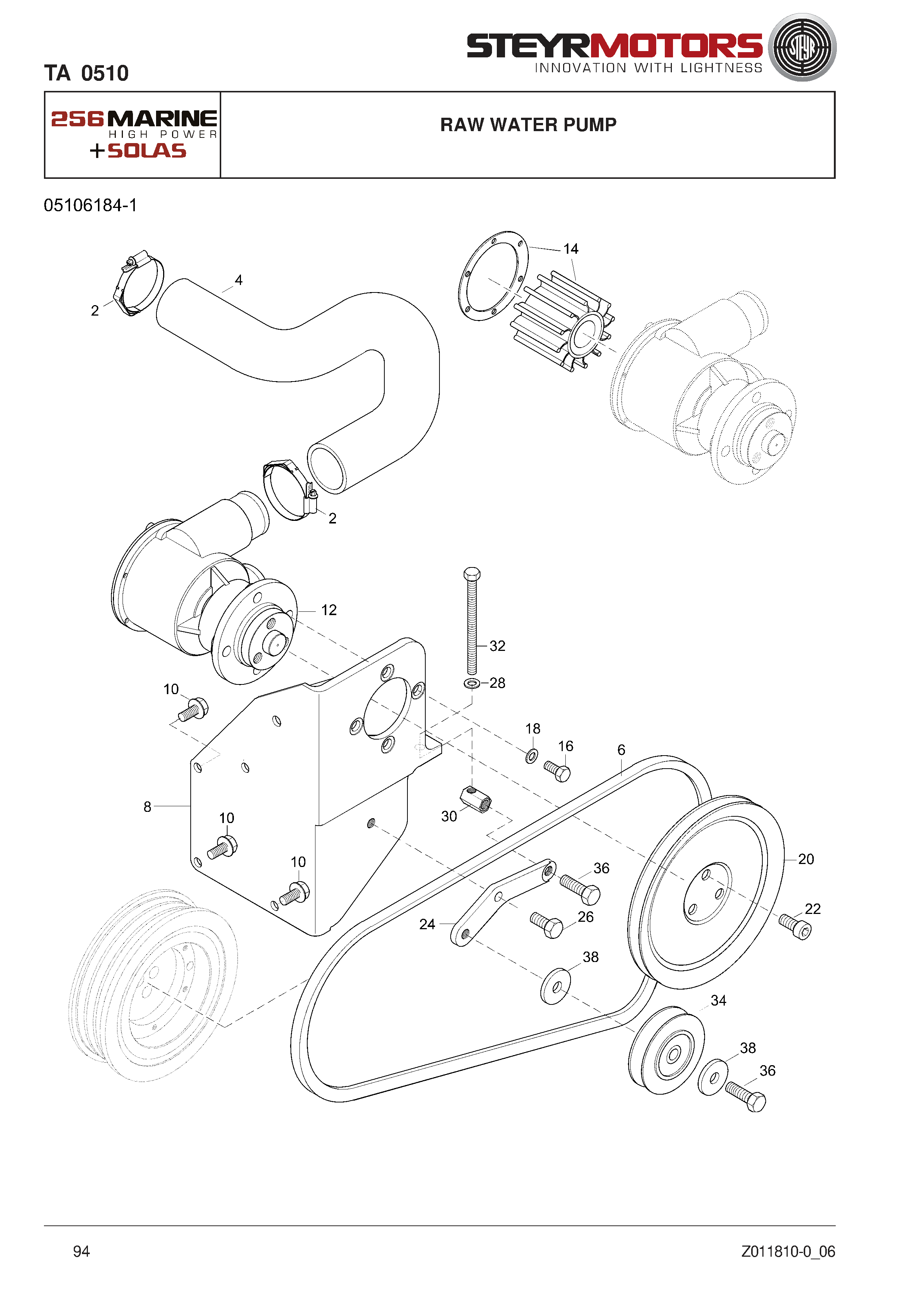 Raw Water Pump exploded view
