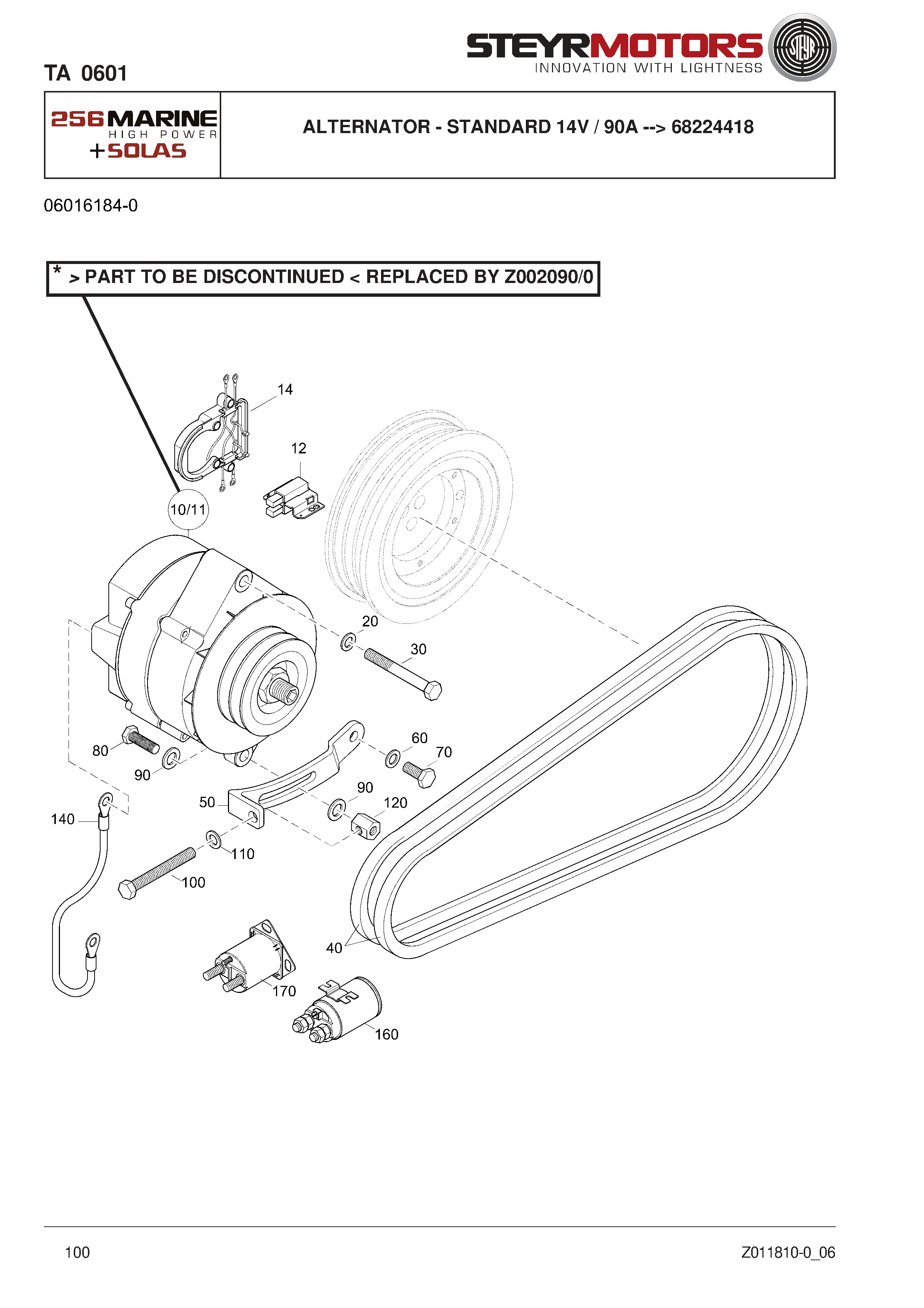 Alternator - Standard 14V / 90A --> 68224418 exploded view