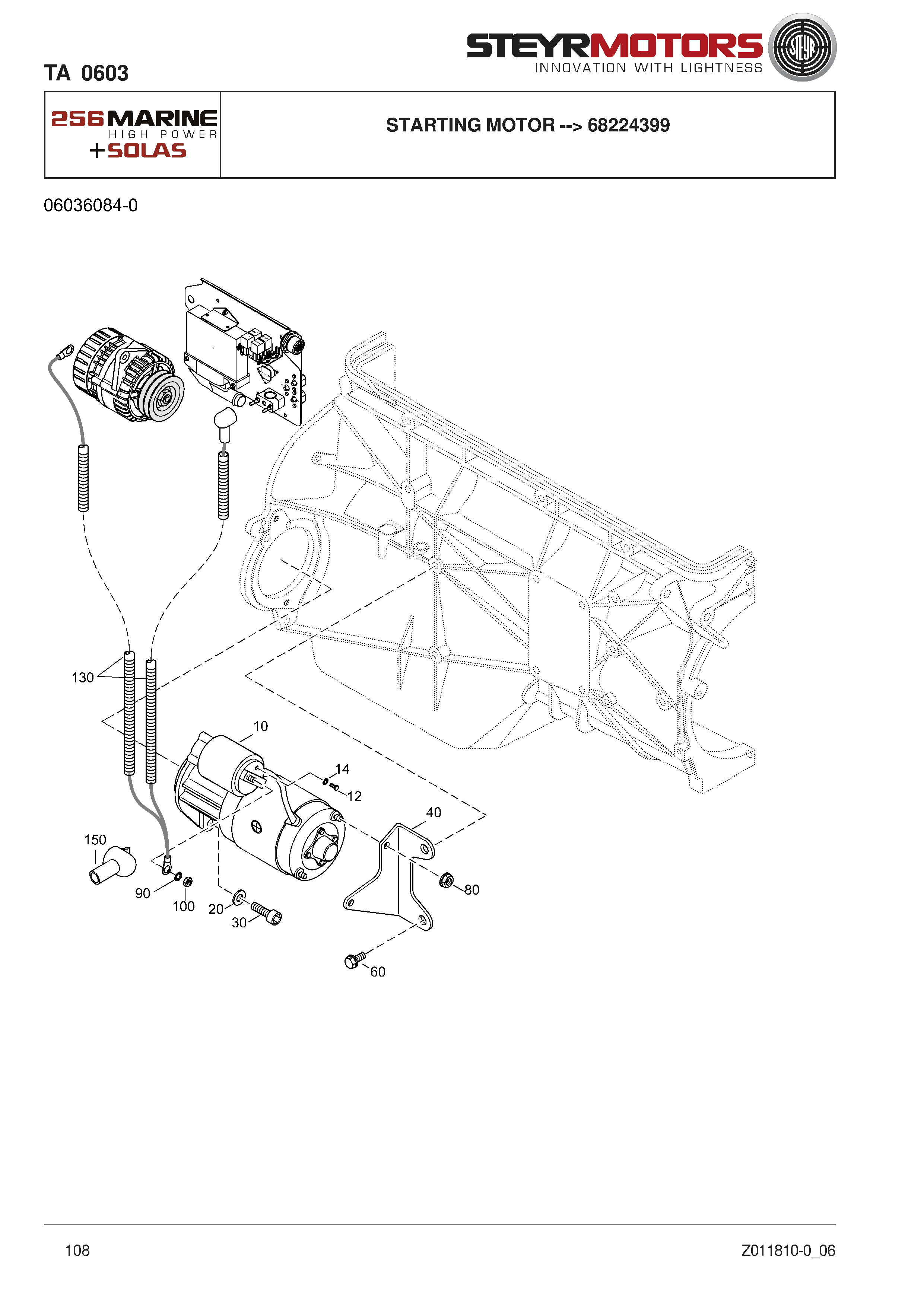 Starting Motor --> 68224399 exploded view