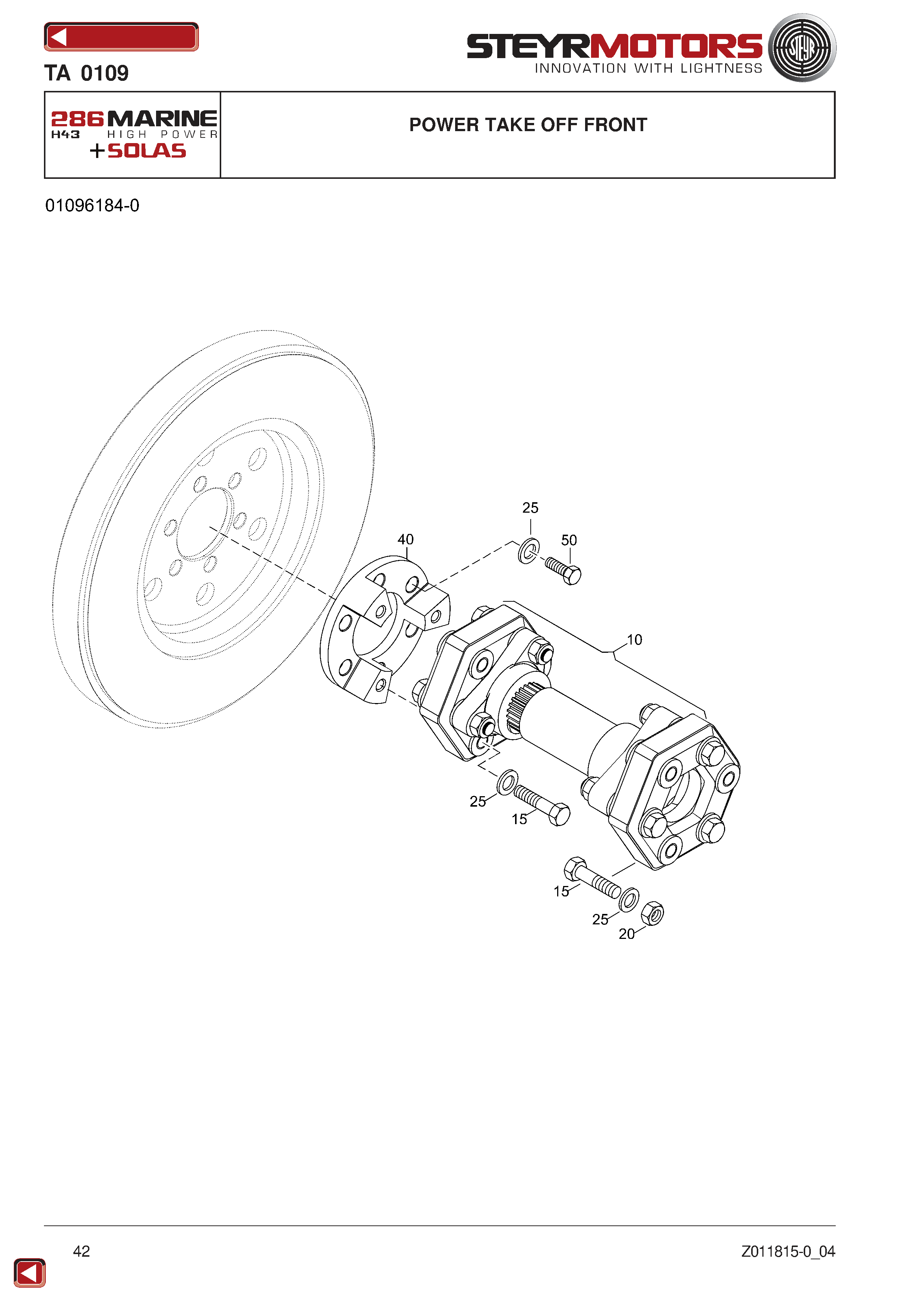 Power Take Off Front exploded view