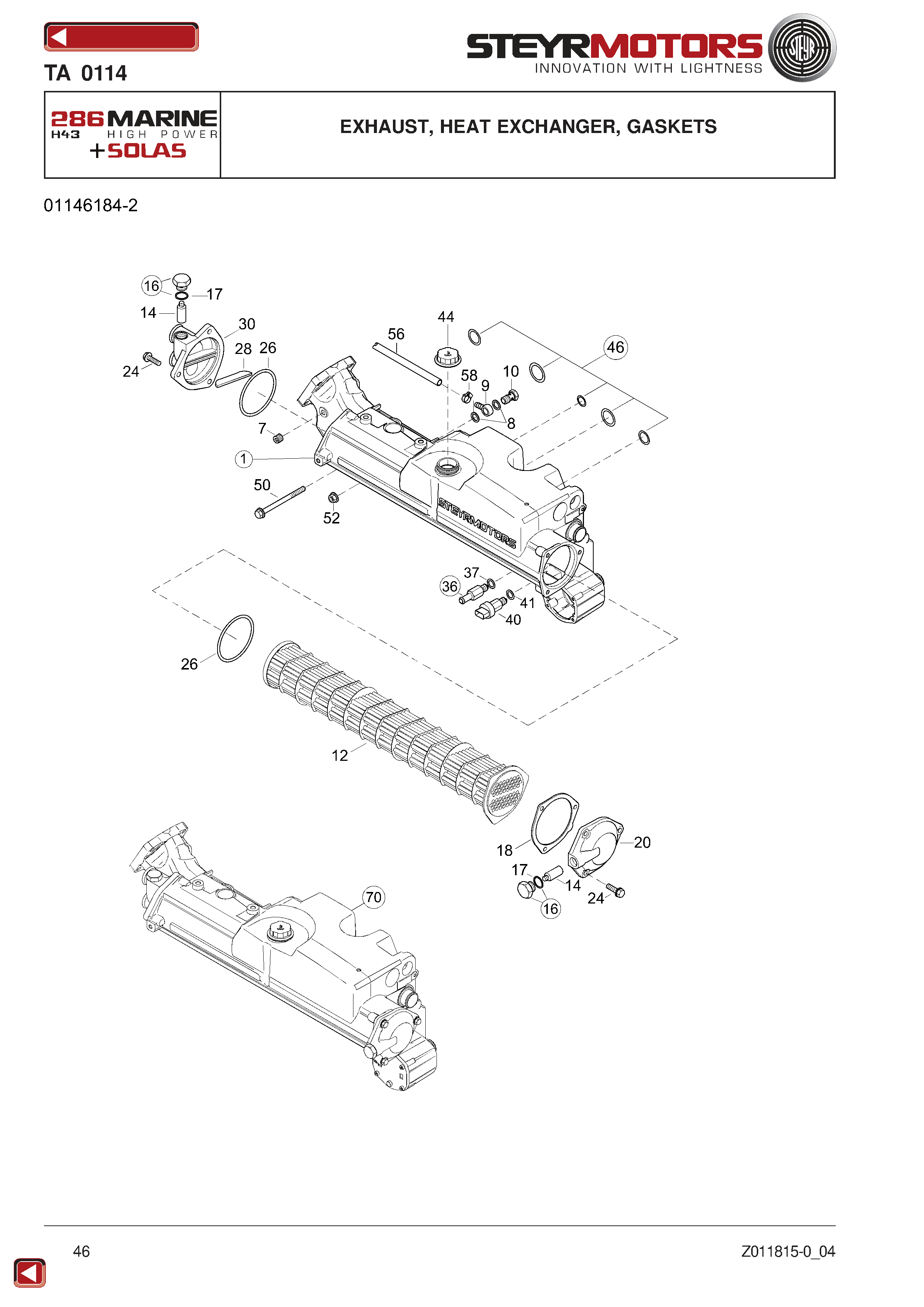 Exhaust, Heat Exchanger, Gaskets exploded view