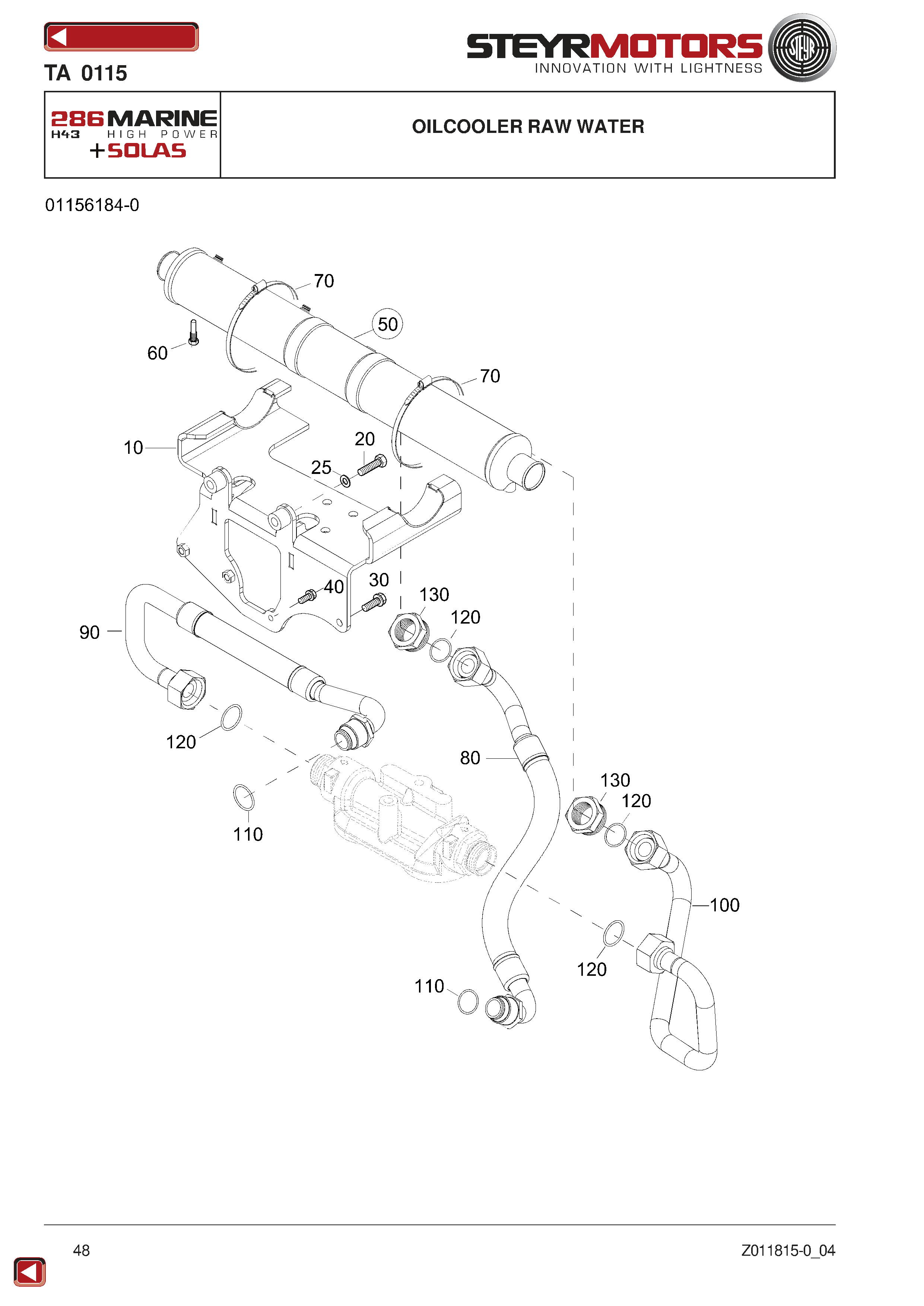 Oilcooler Raw Water exploded view