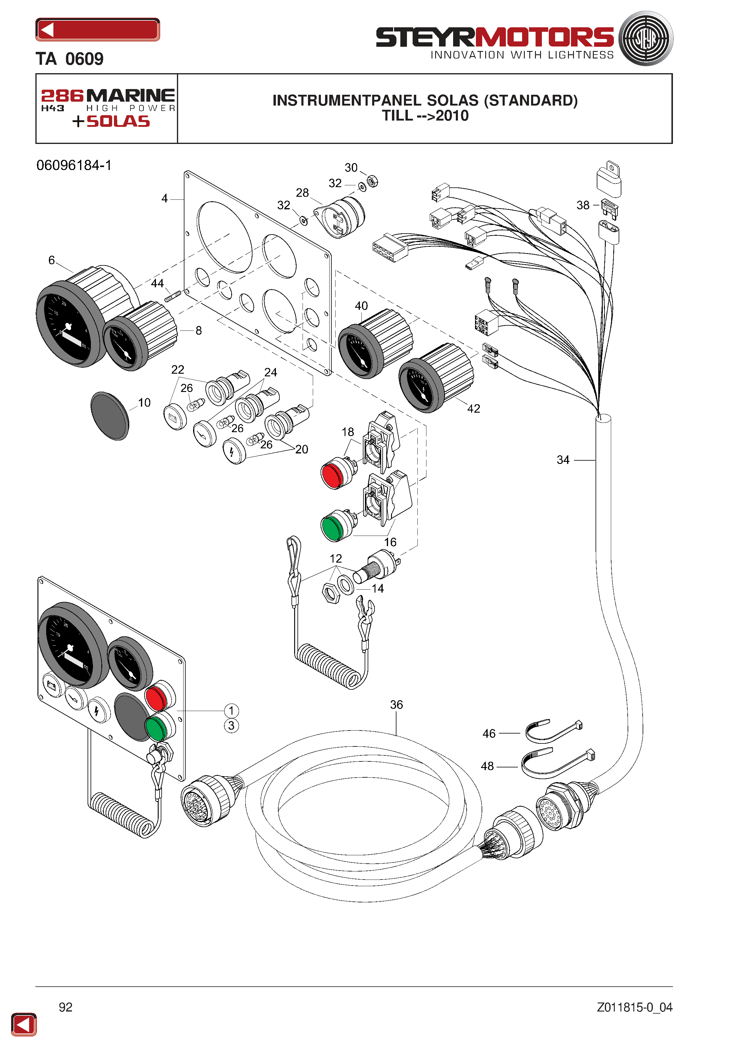 Instrumentpanel Solas (Standard) exploded view